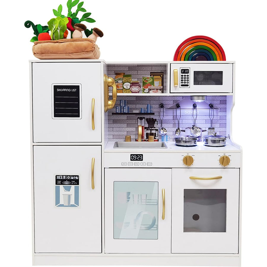 Wooden Toy Kitchen Playset with Lights