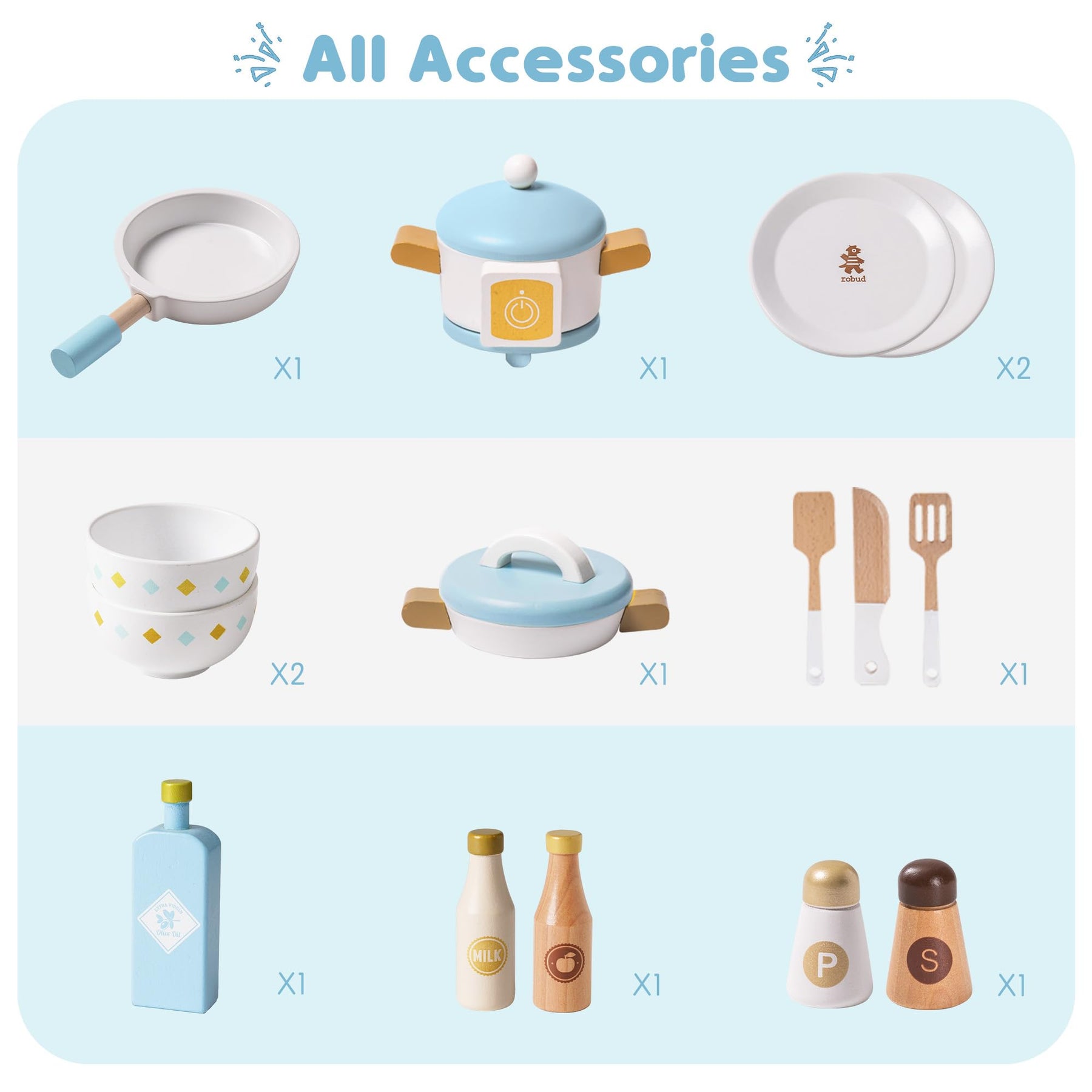 Wooden Play Kitchen Set for Kids