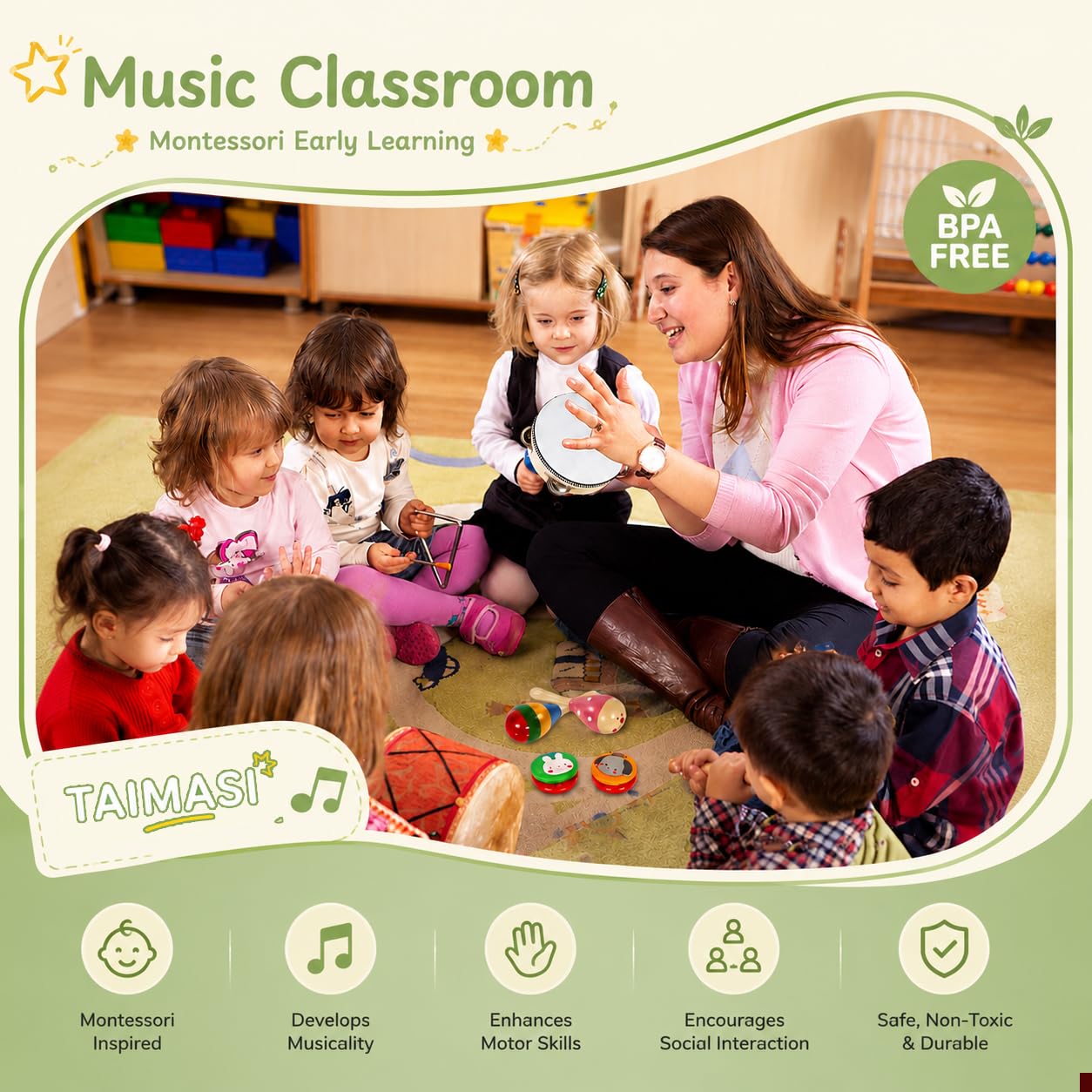 Wooden Musical Instrument Set – 33 Pieces