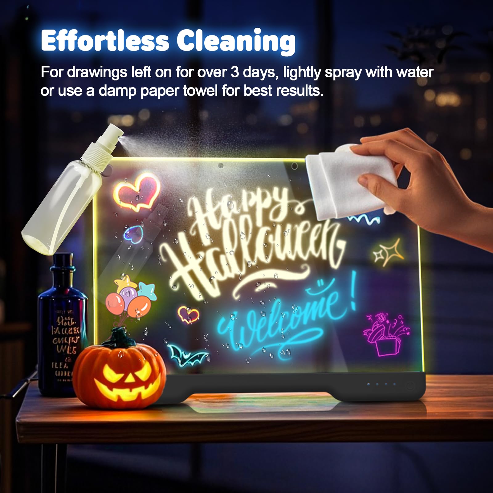 Rechargeable LED Drawing Board with Neon Lights