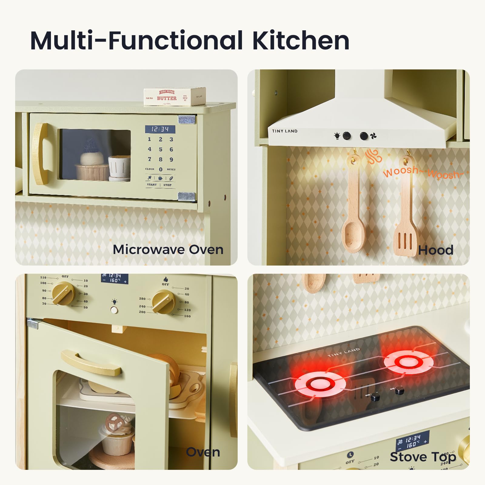 Wooden Play Kitchen with Lights & Sounds