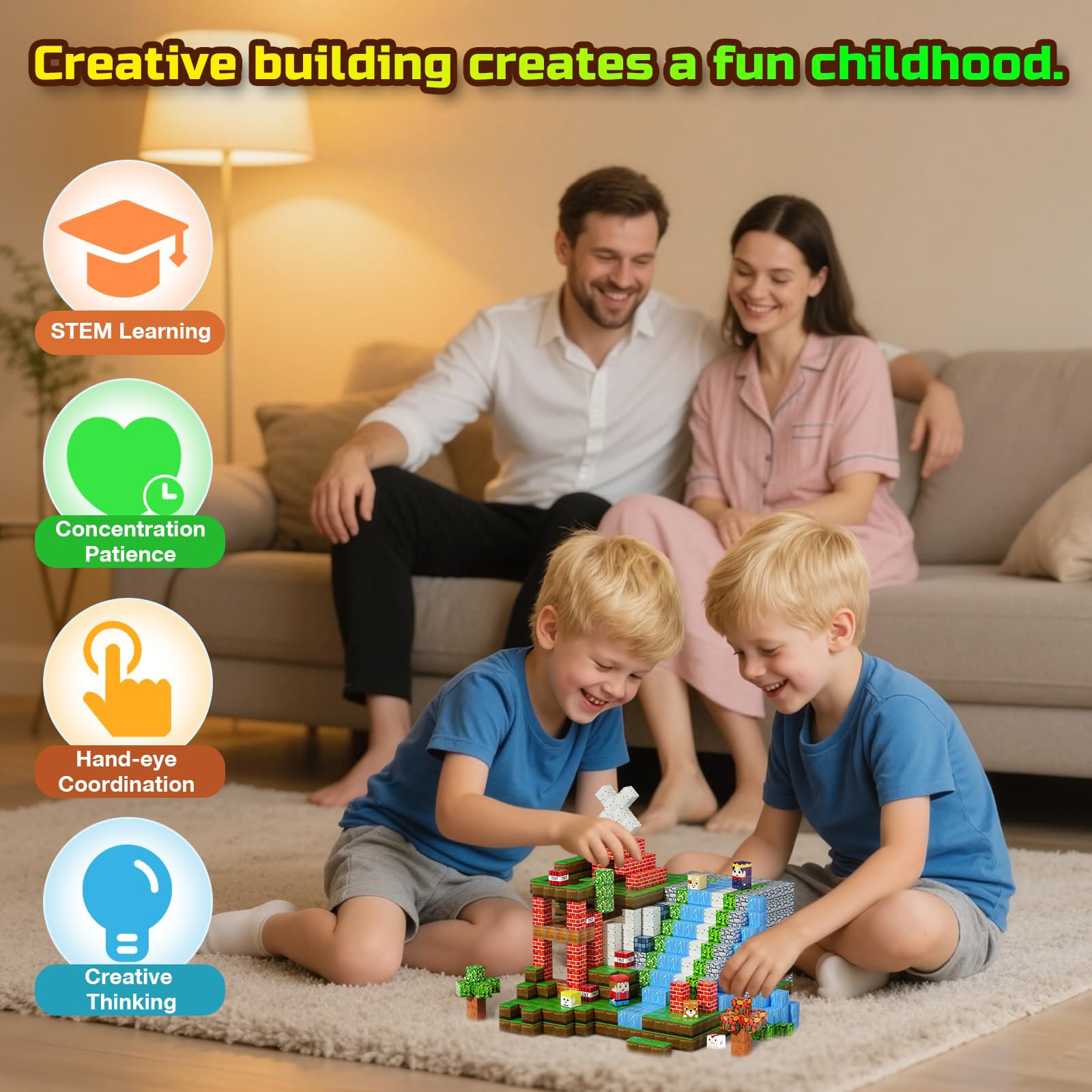 Magnetic Building Blocks Set – 200 Pieces