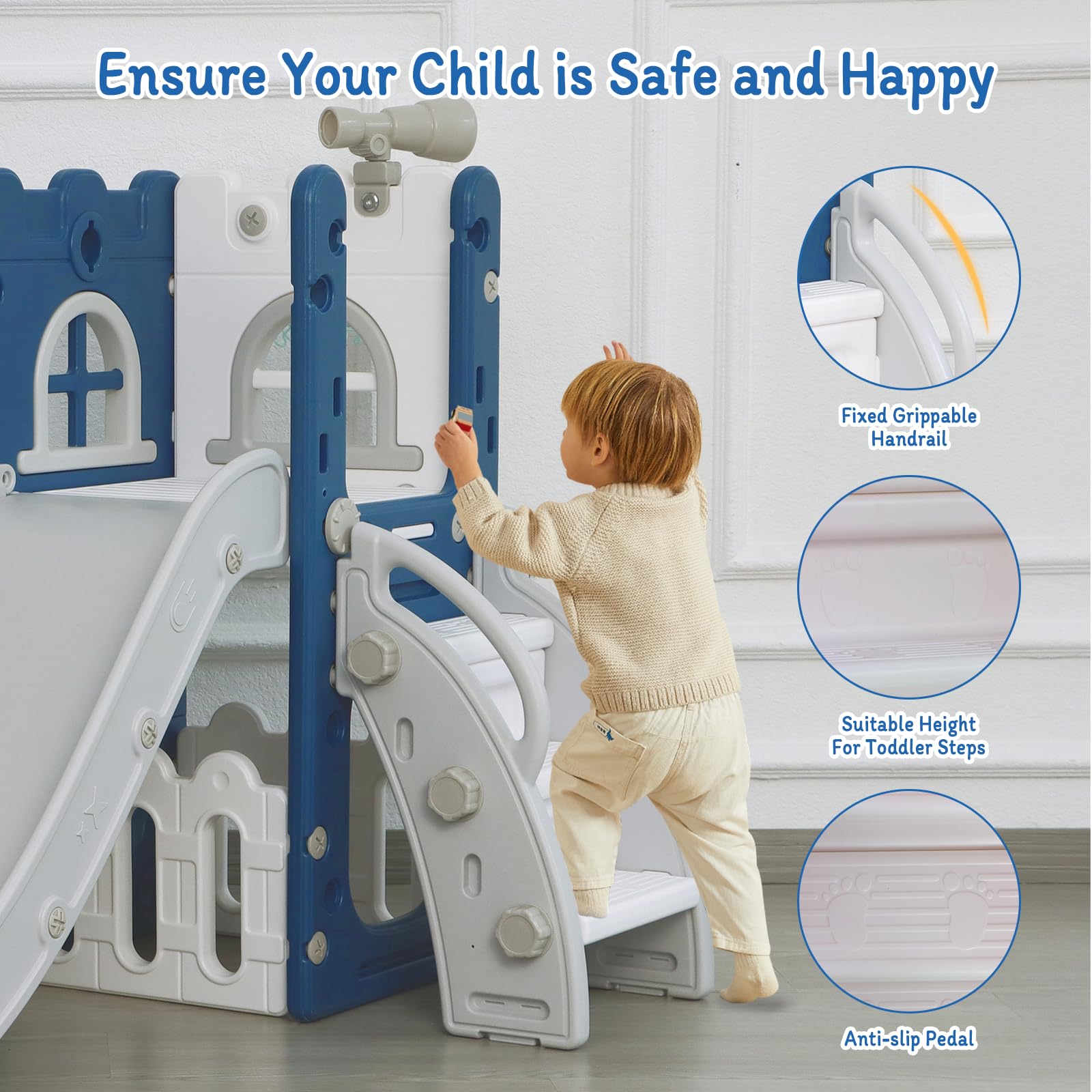 6-in-1 Toddler Slide & Climber Playset