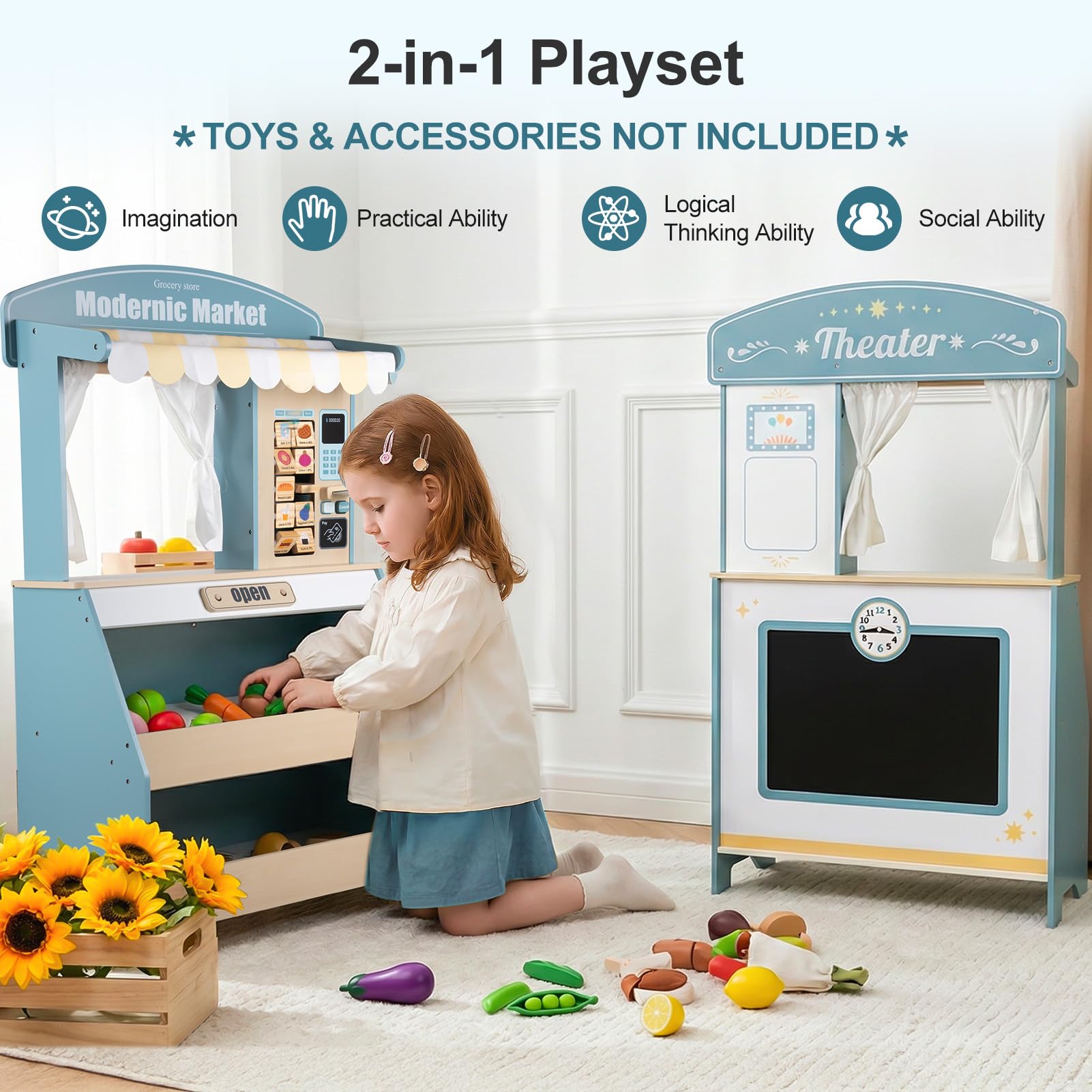Kids Grocery Store & Puppet Theater Playset