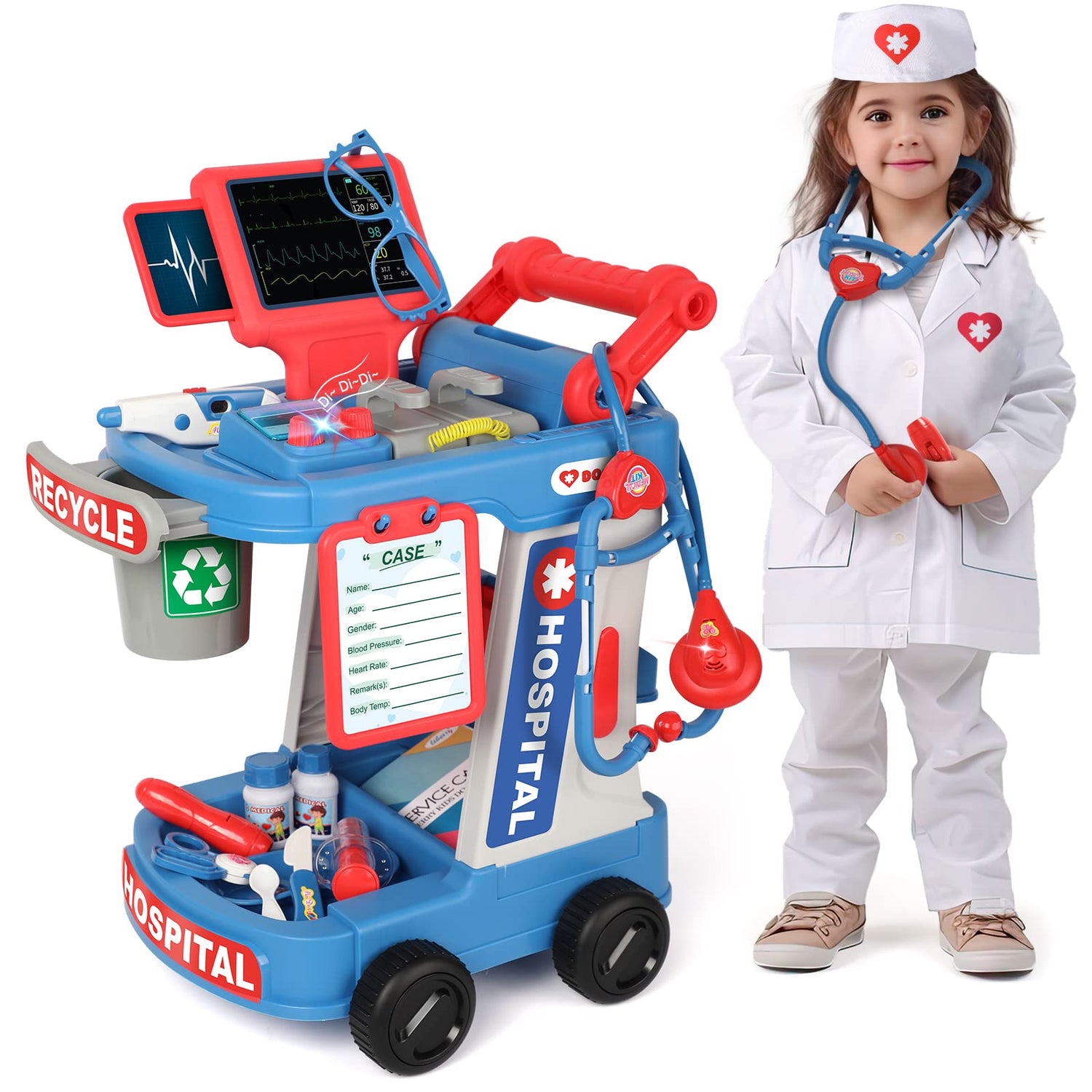 Kids Doctor Play Set with Medical Cart