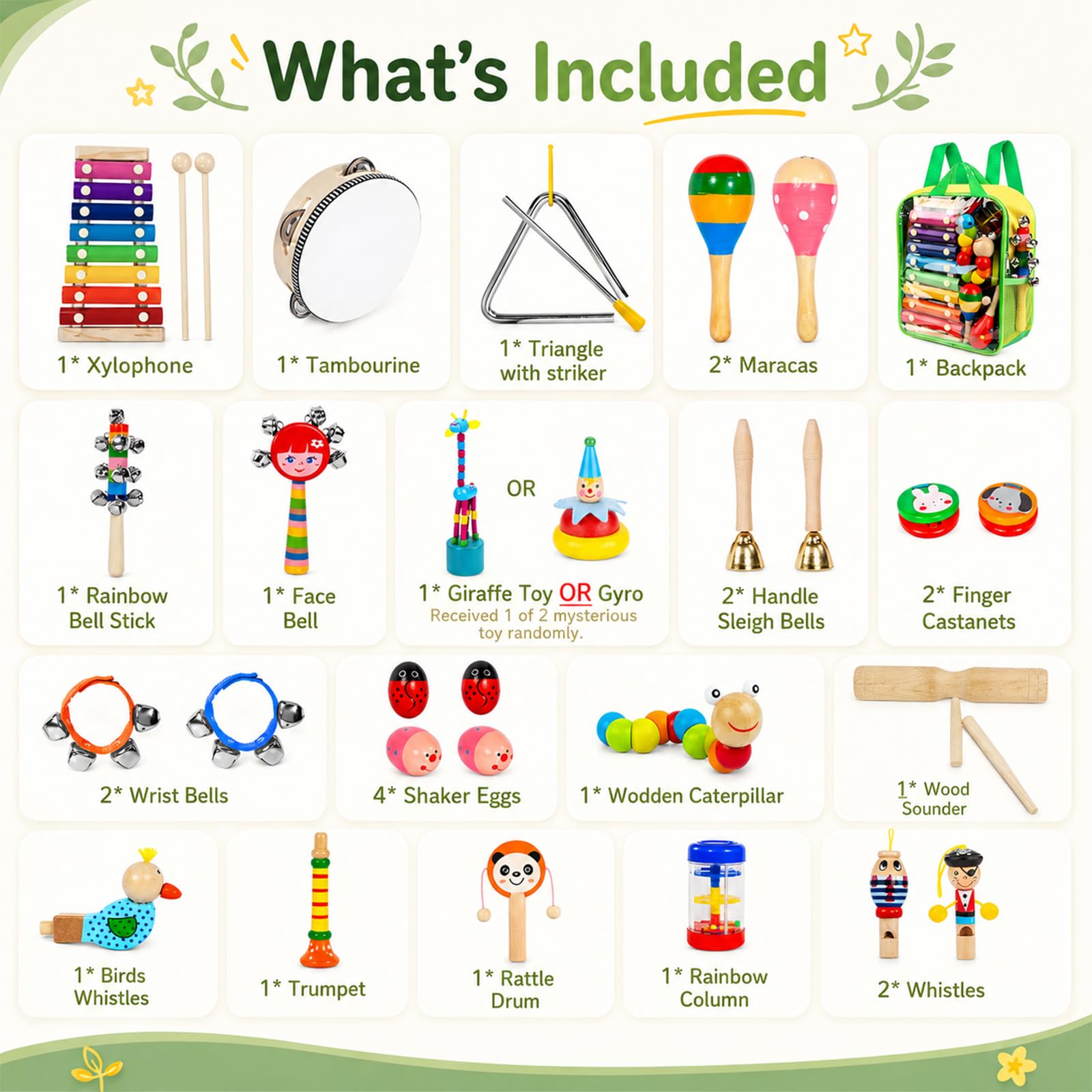 Wooden Musical Instrument Set – 33 Pieces
