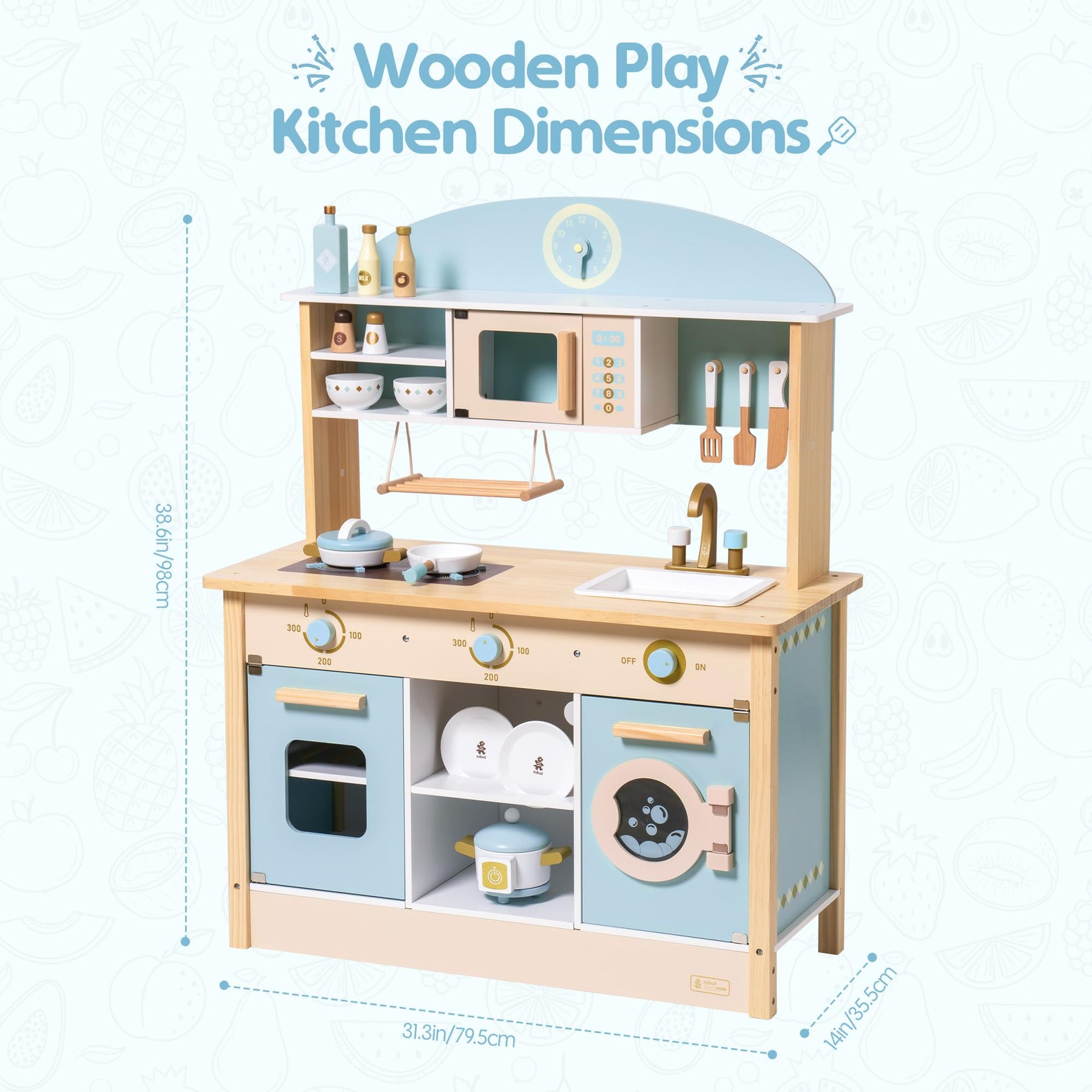 Wooden Play Kitchen Set for Kids