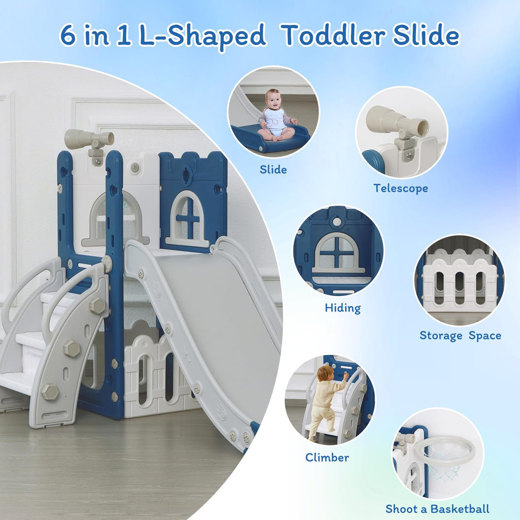 6-in-1 Toddler Slide & Climber Playset