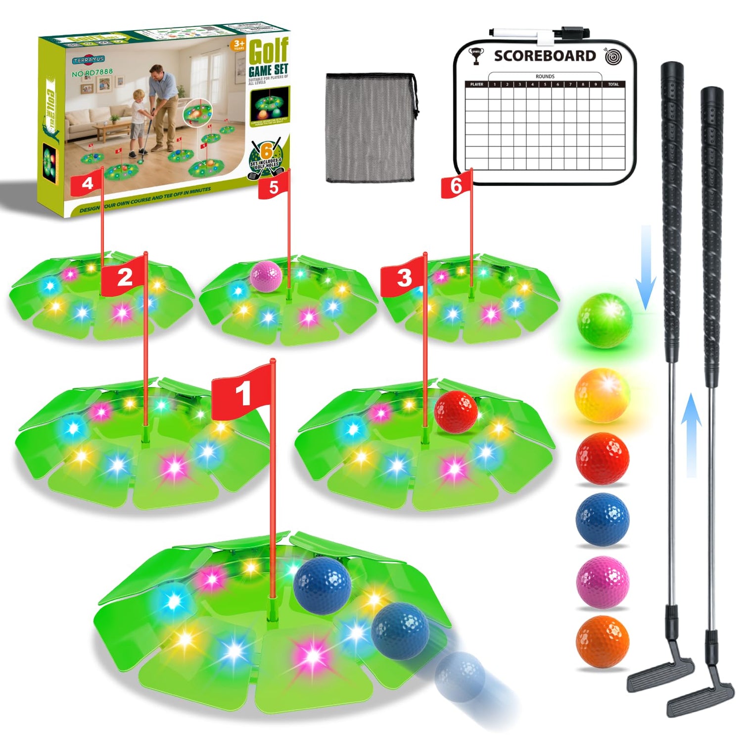 Light-Up Golf Play Set with LED Targets