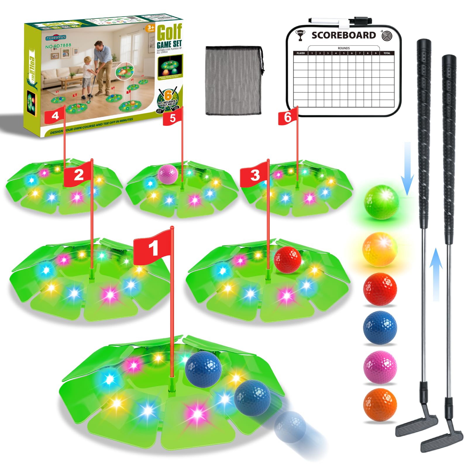 Light-Up Golf Play Set with LED Targets