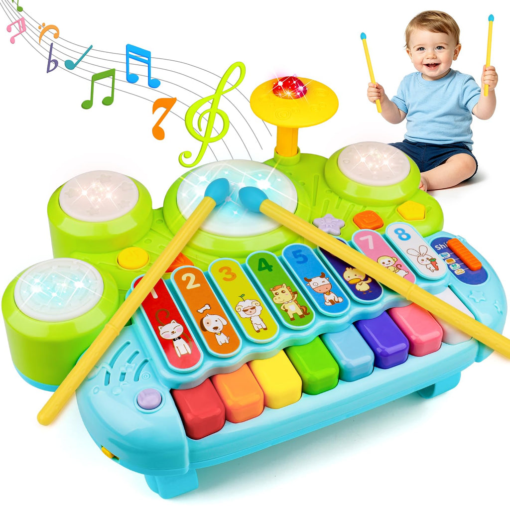 3-in-1 Musical Piano, Xylophone & Drum Set for Toddlers