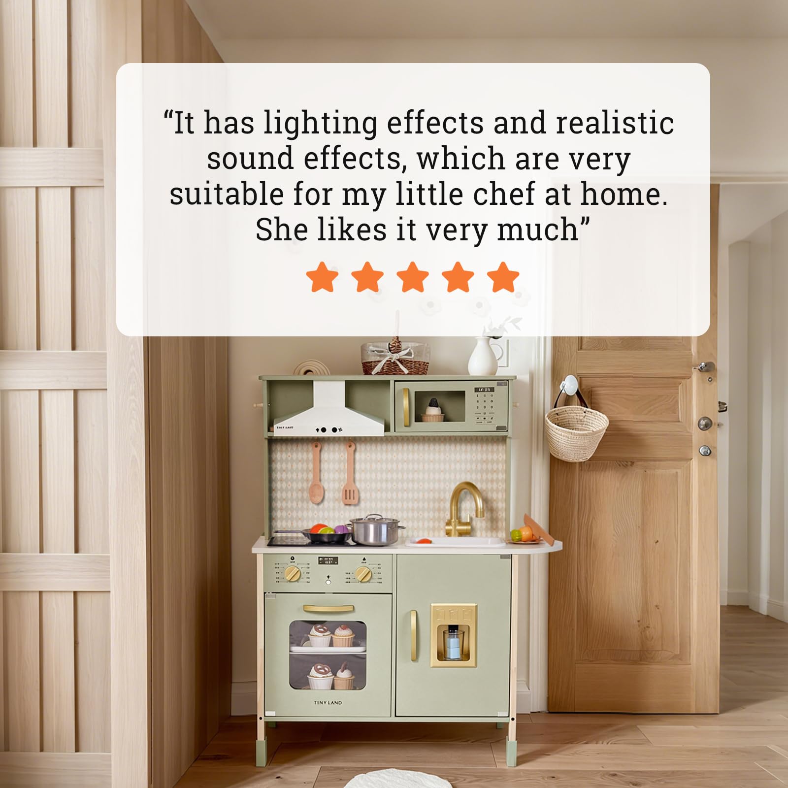 Wooden Play Kitchen with Lights & Sounds