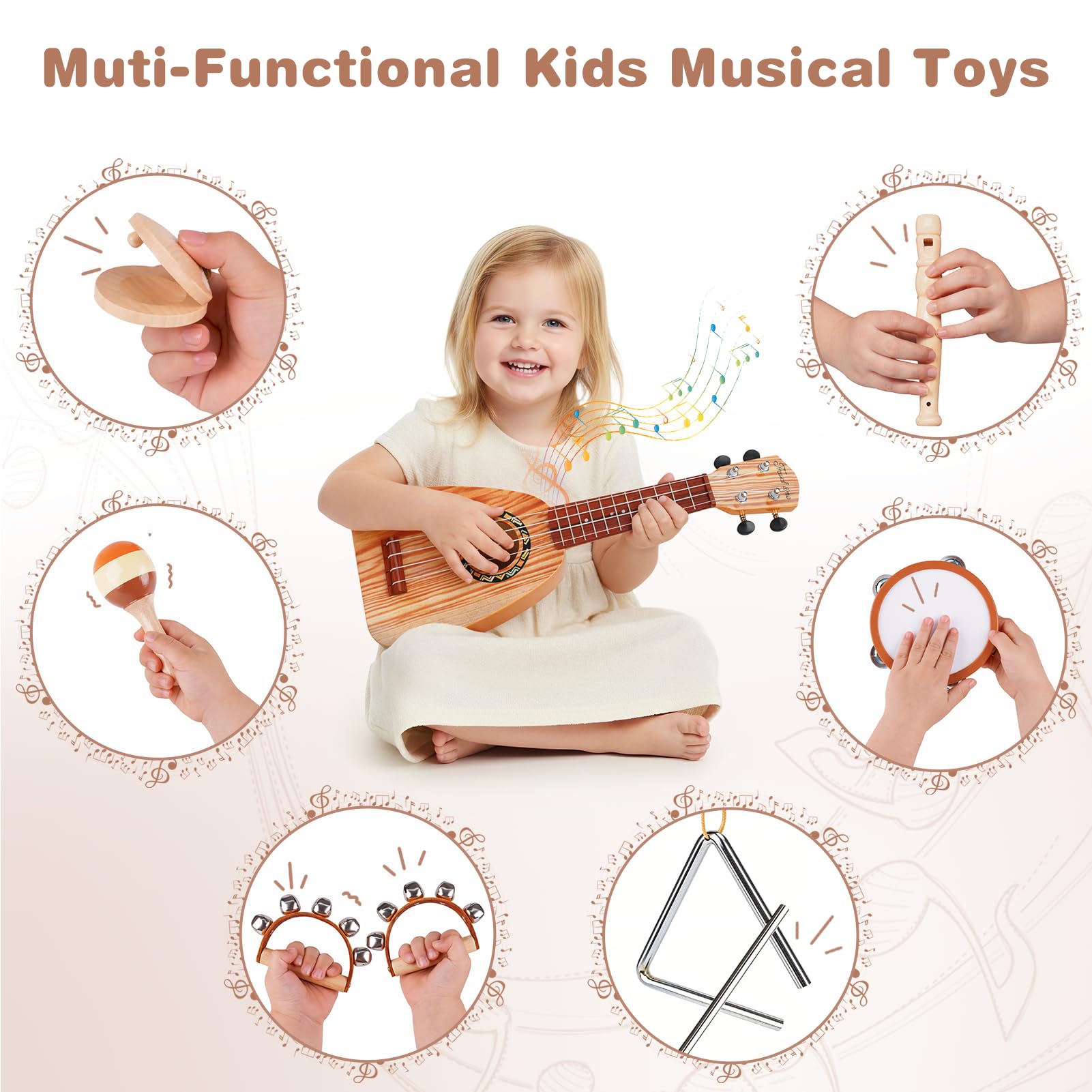 Montessori Guitar Toys for 2 3 Year Old Girl Boy Birthday Gifts