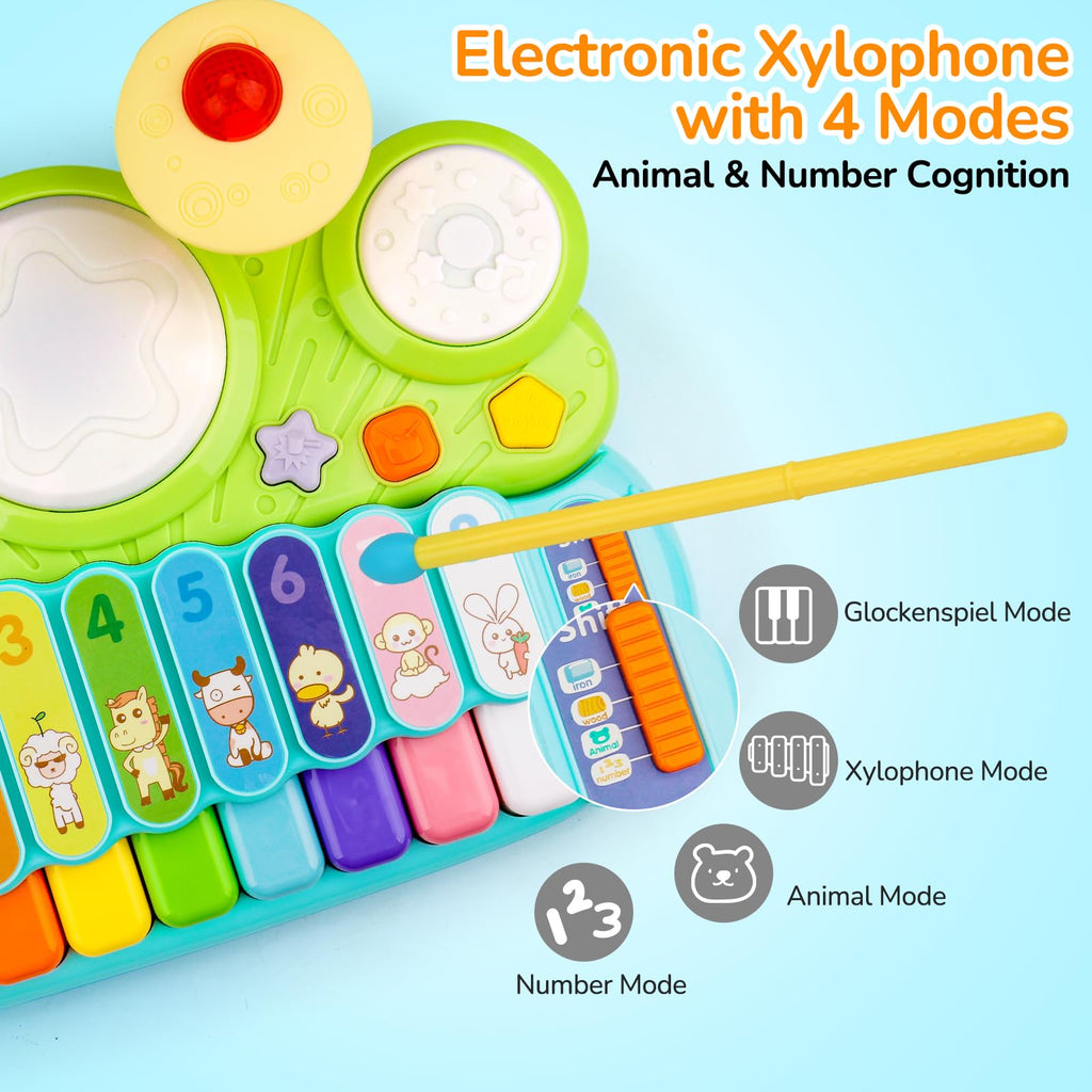 3-in-1 Musical Piano, Xylophone & Drum Set for Toddlers