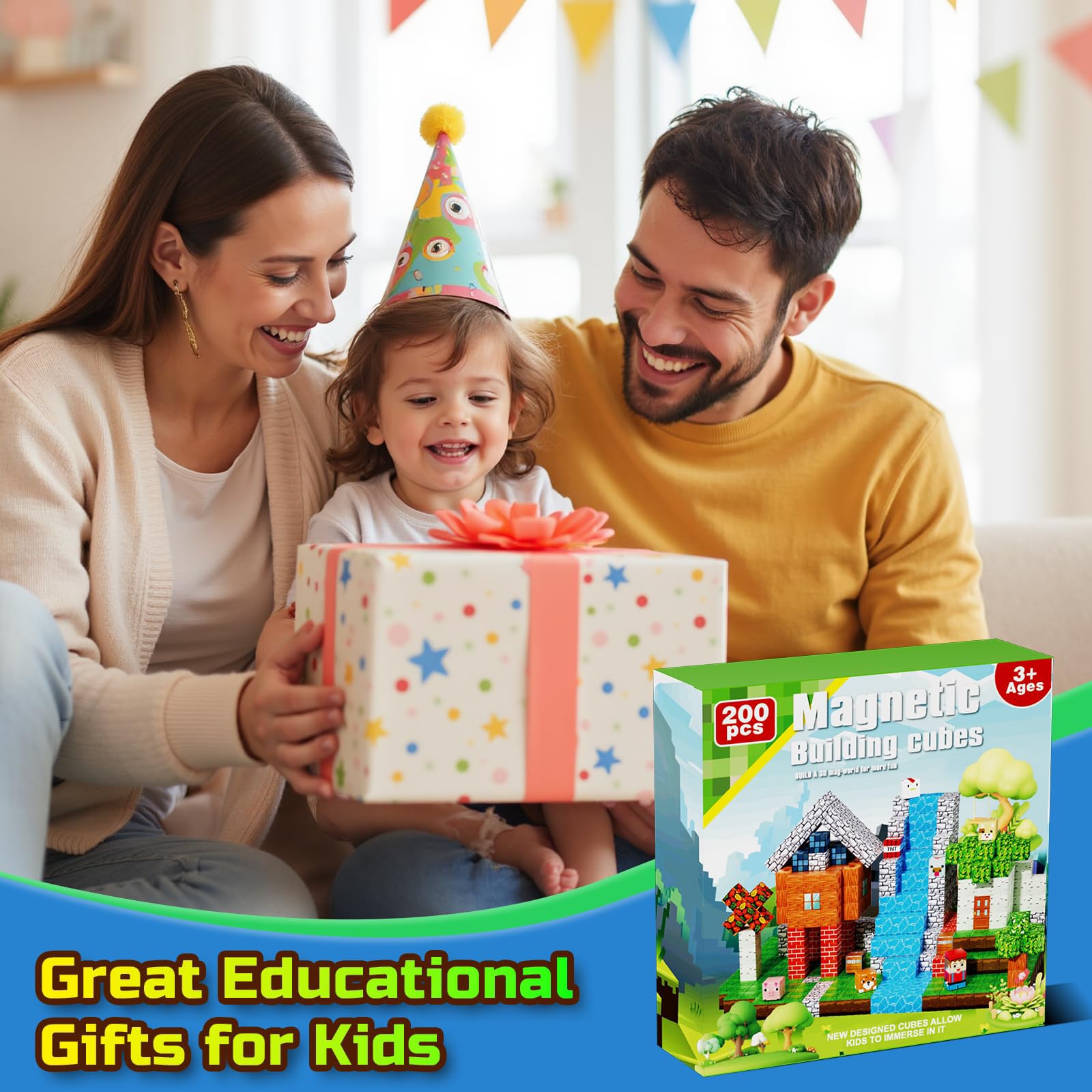 Magnetic Building Blocks Set – 200 Pieces
