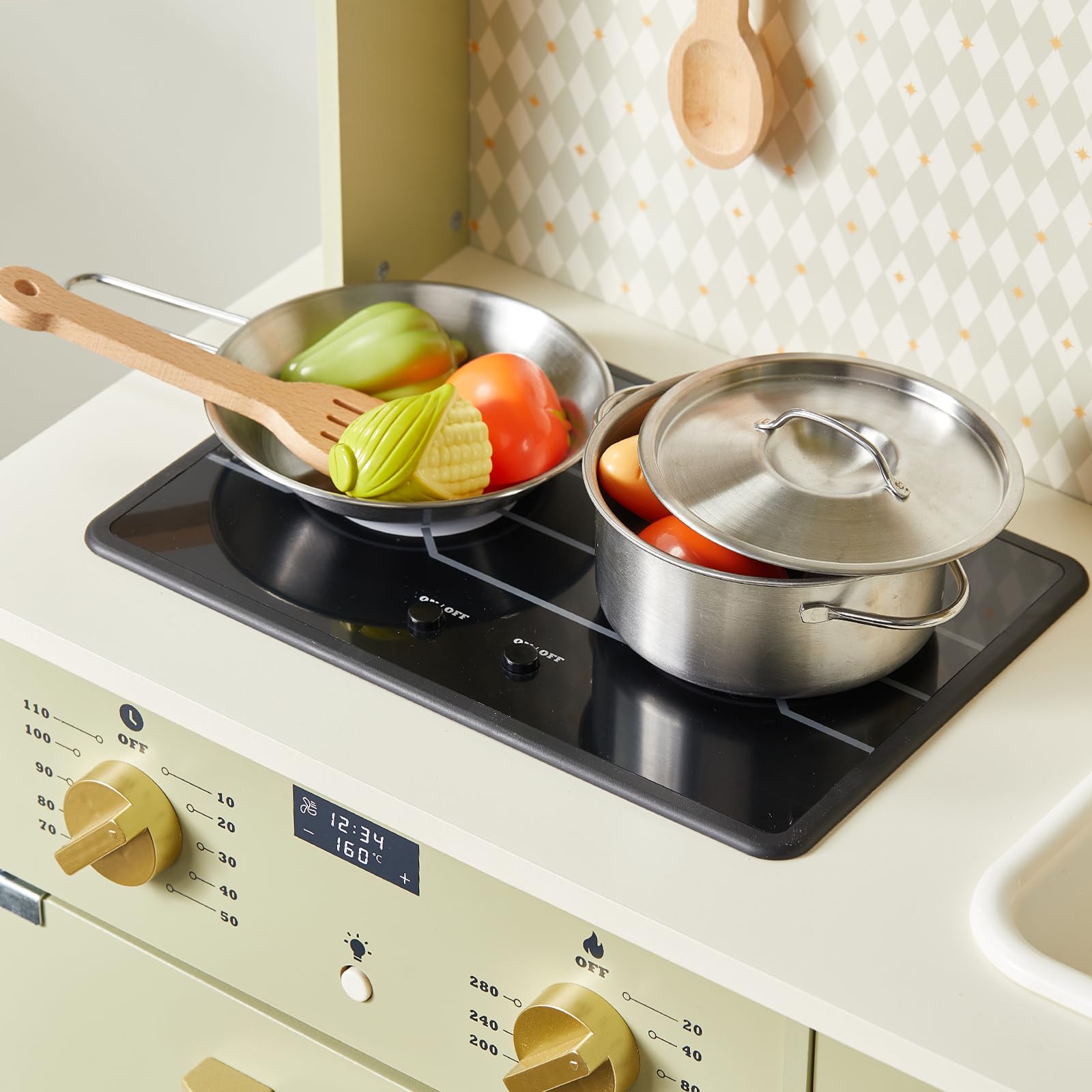 Wooden Play Kitchen with Lights & Sounds