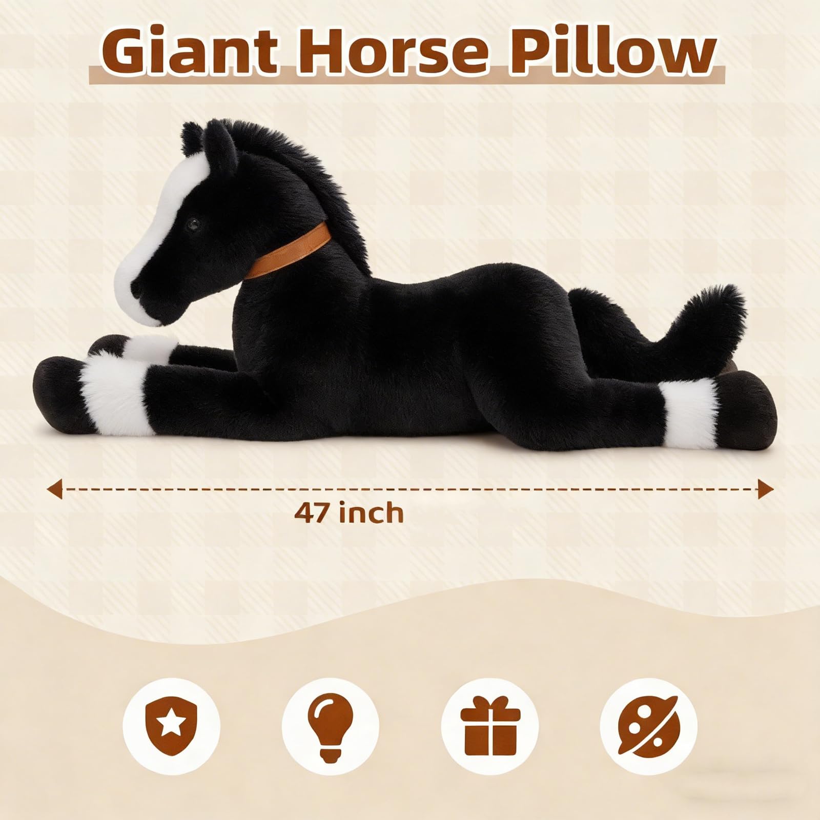Tezituor Oversized Stuffed Horse Plush Toy