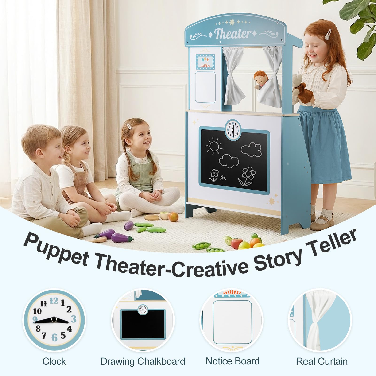 Kids Grocery Store & Puppet Theater Playset