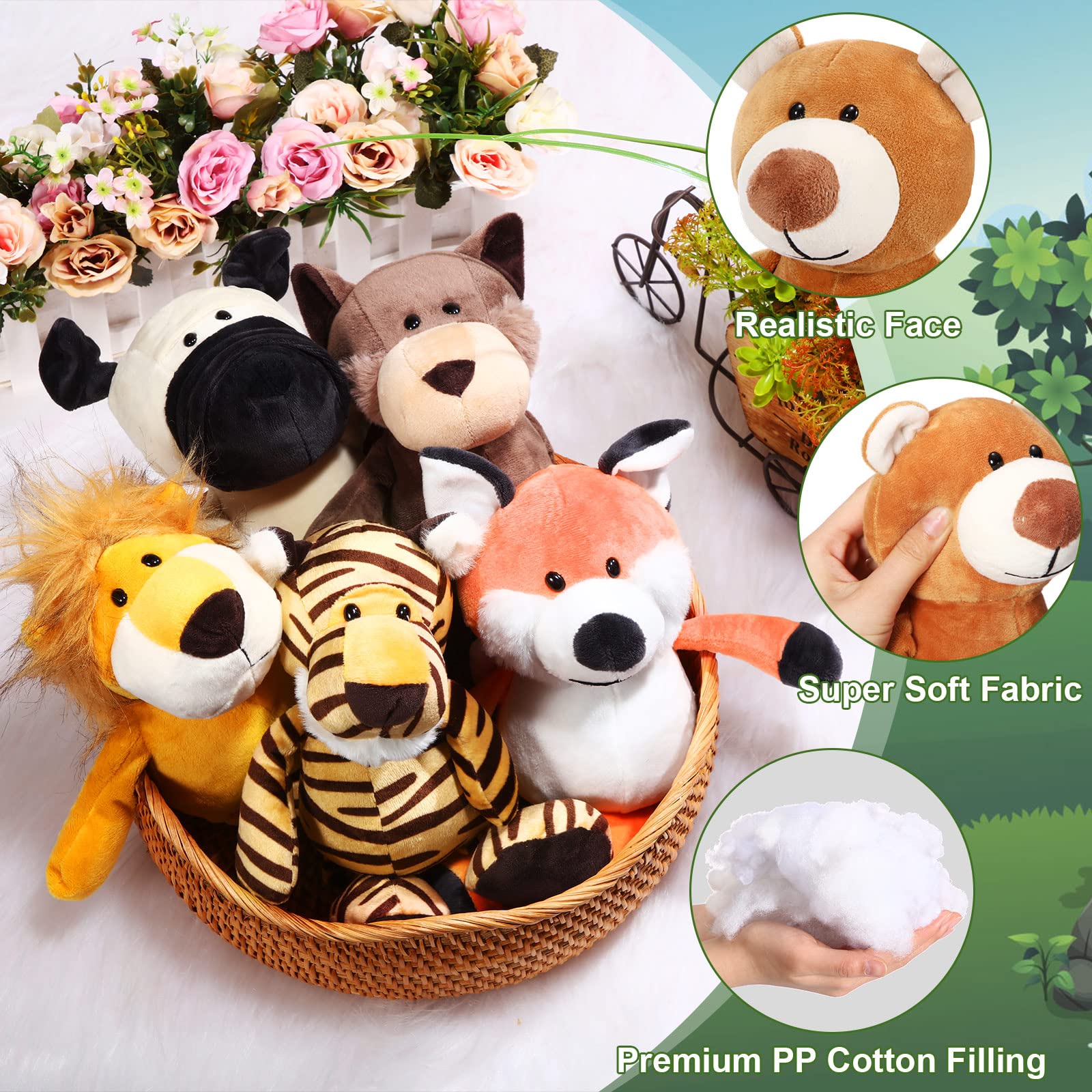 Safari Plush Animal Set – 24 Pieces