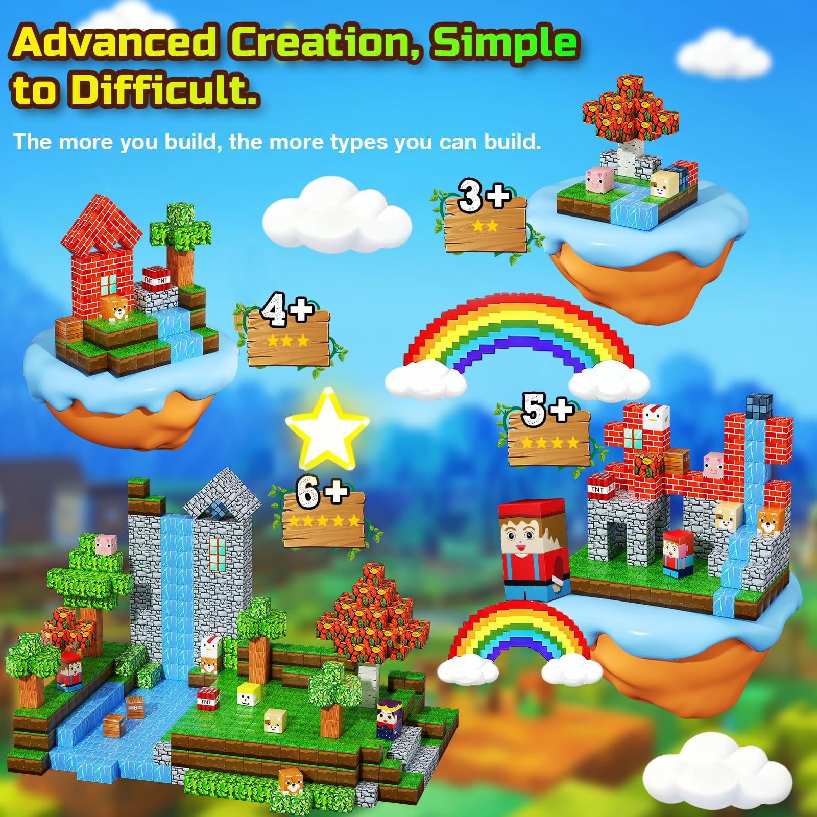 Magnetic Building Blocks Set – 200 Pieces