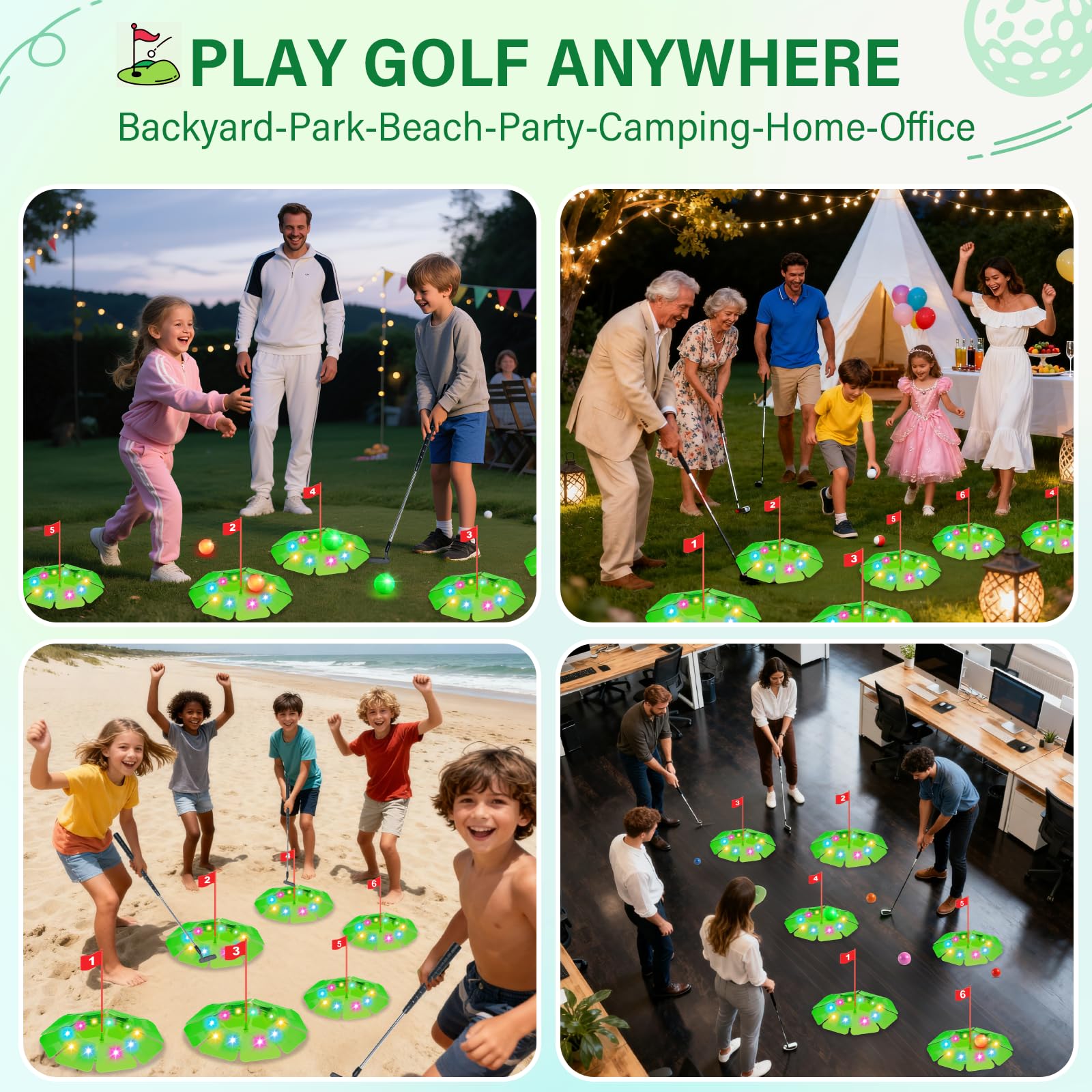 Light-Up Golf Play Set with LED Targets
