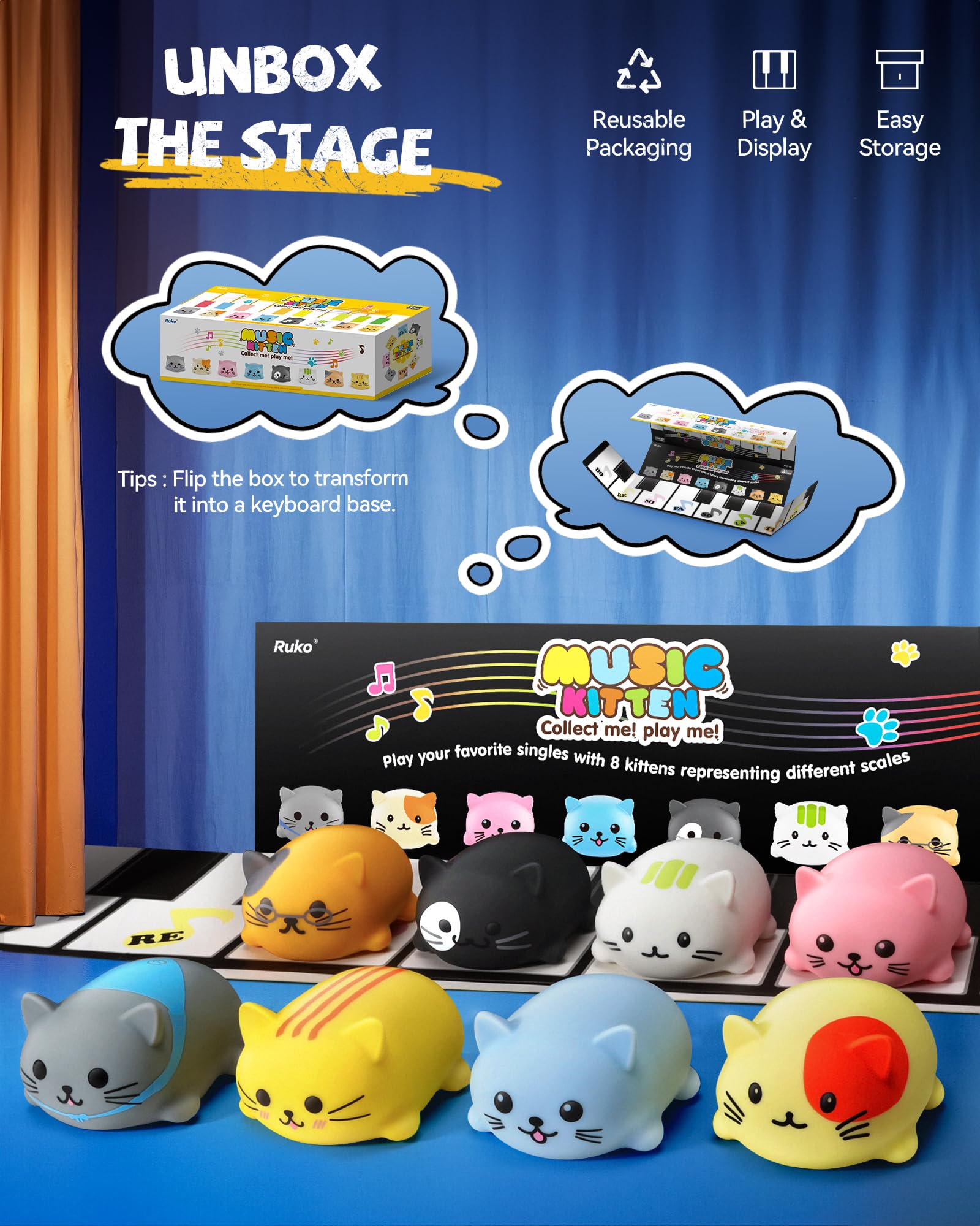 Musical Cat Piano Keyboard Set – 8 Pieces