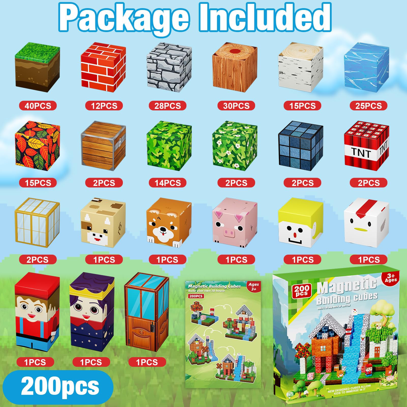 Magnetic Building Blocks Set – 200 Pieces