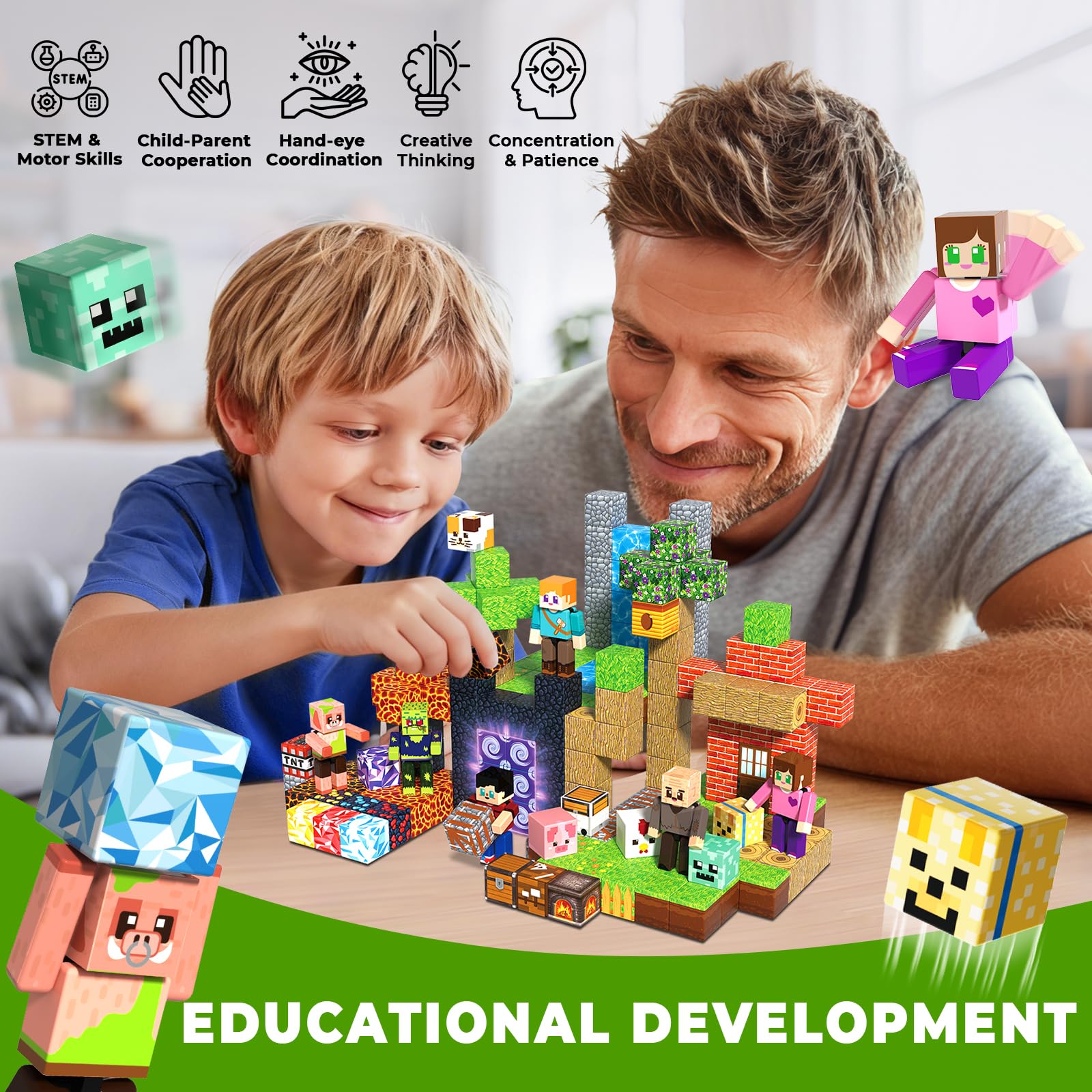 Magnetic Building Blocks Set – 210 Pieces