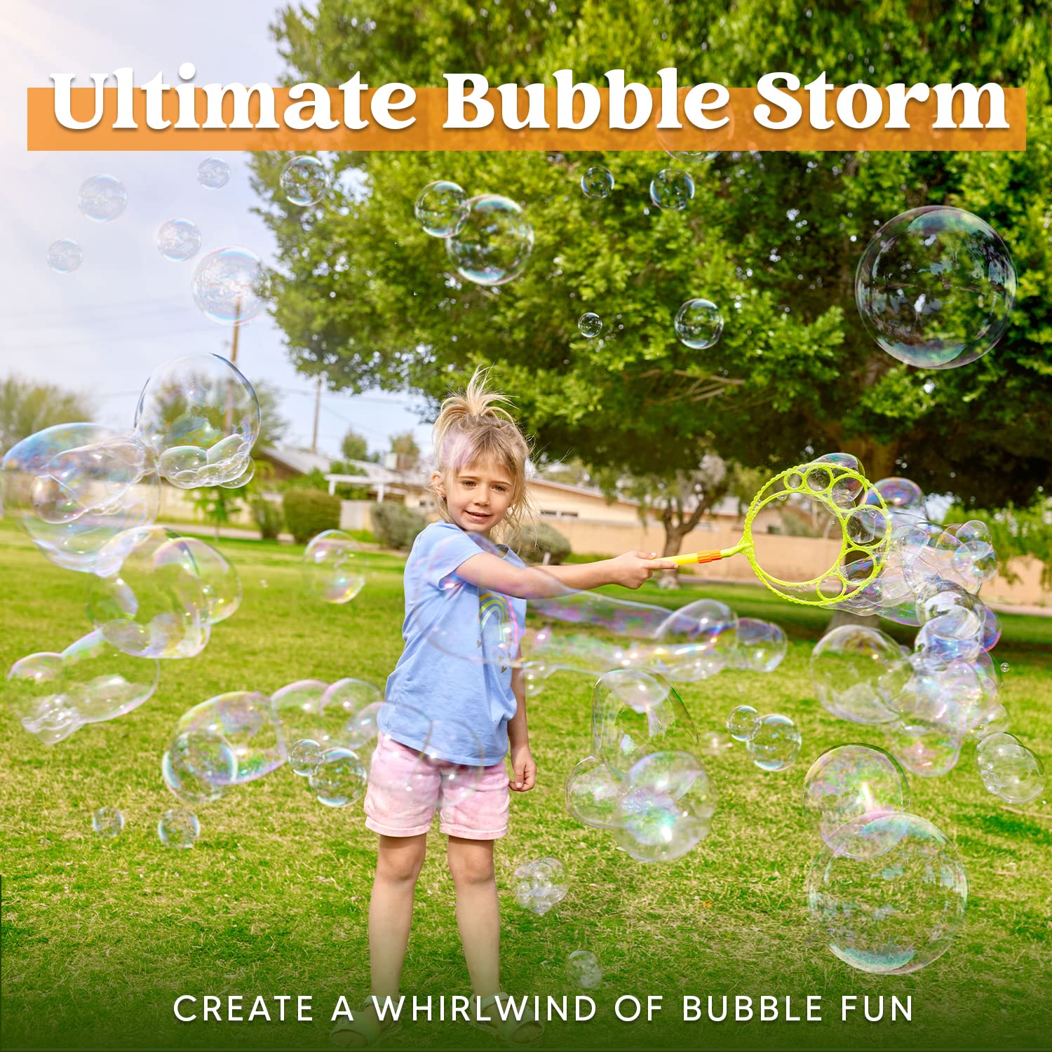 JOYIN Big Bubble Wands Set, Bubble Maker with Tray