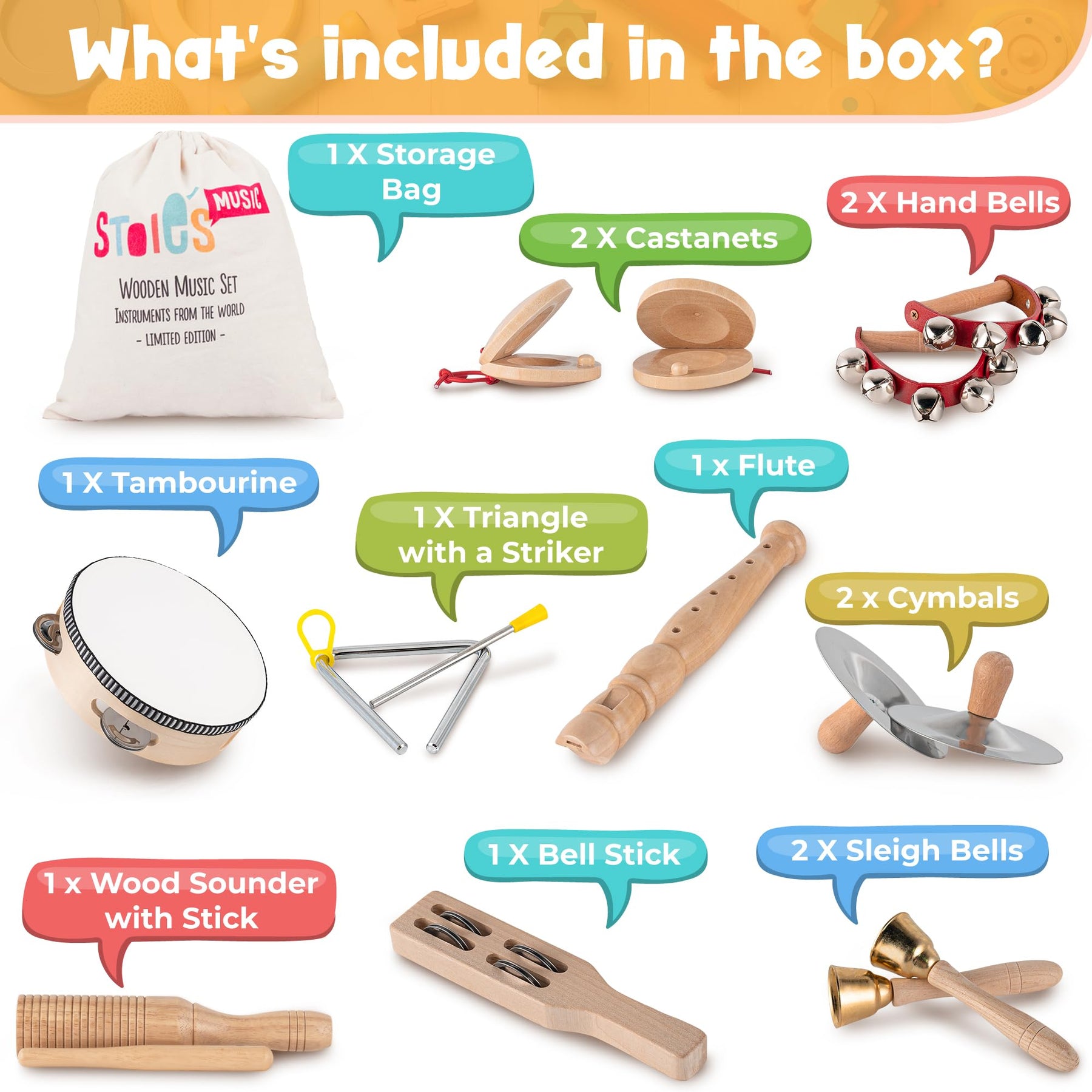 Wooden Musical Instrument Set for Kids