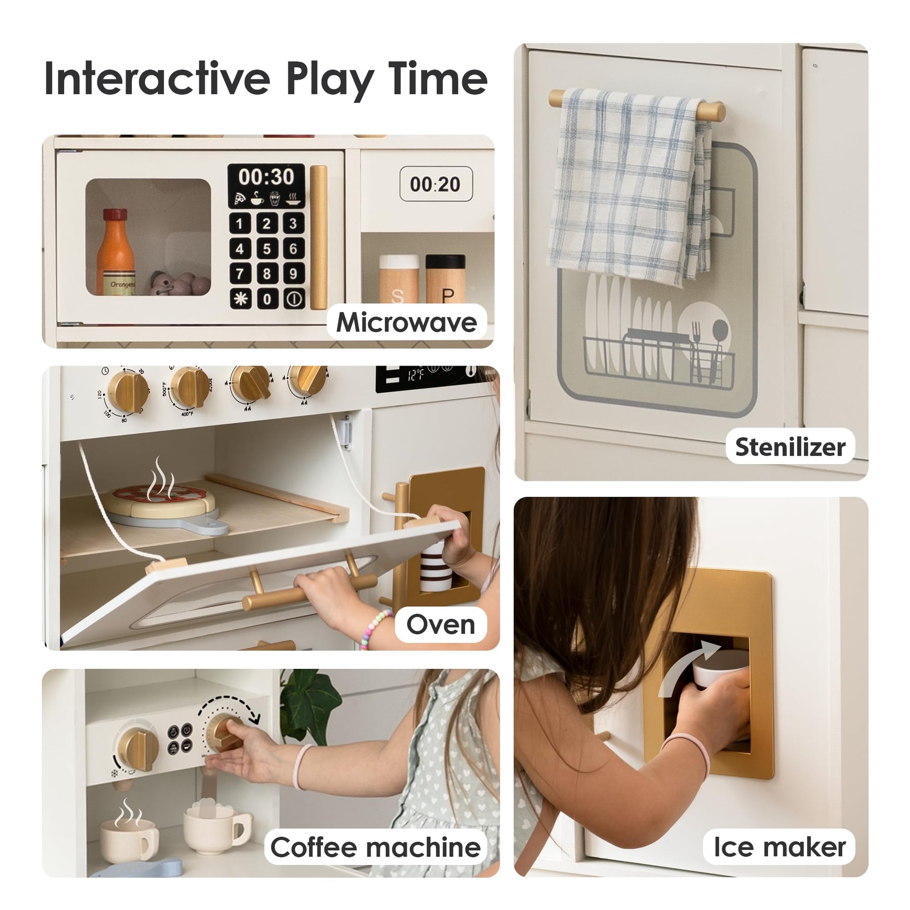 White Gold Play Kitchen Toys