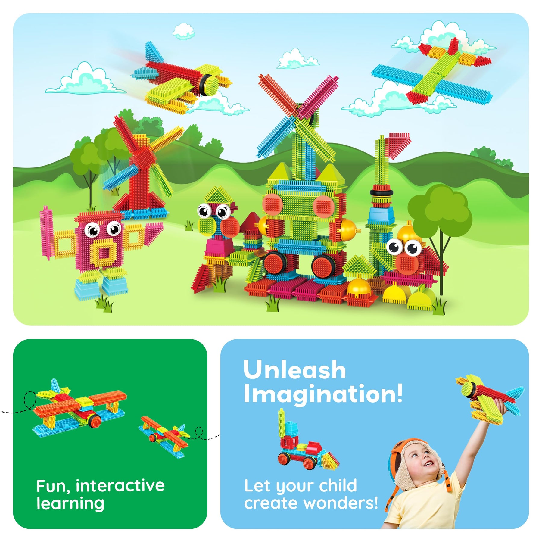 PicassoTiles Hedgehog Interlocking Building Blocks Tiles