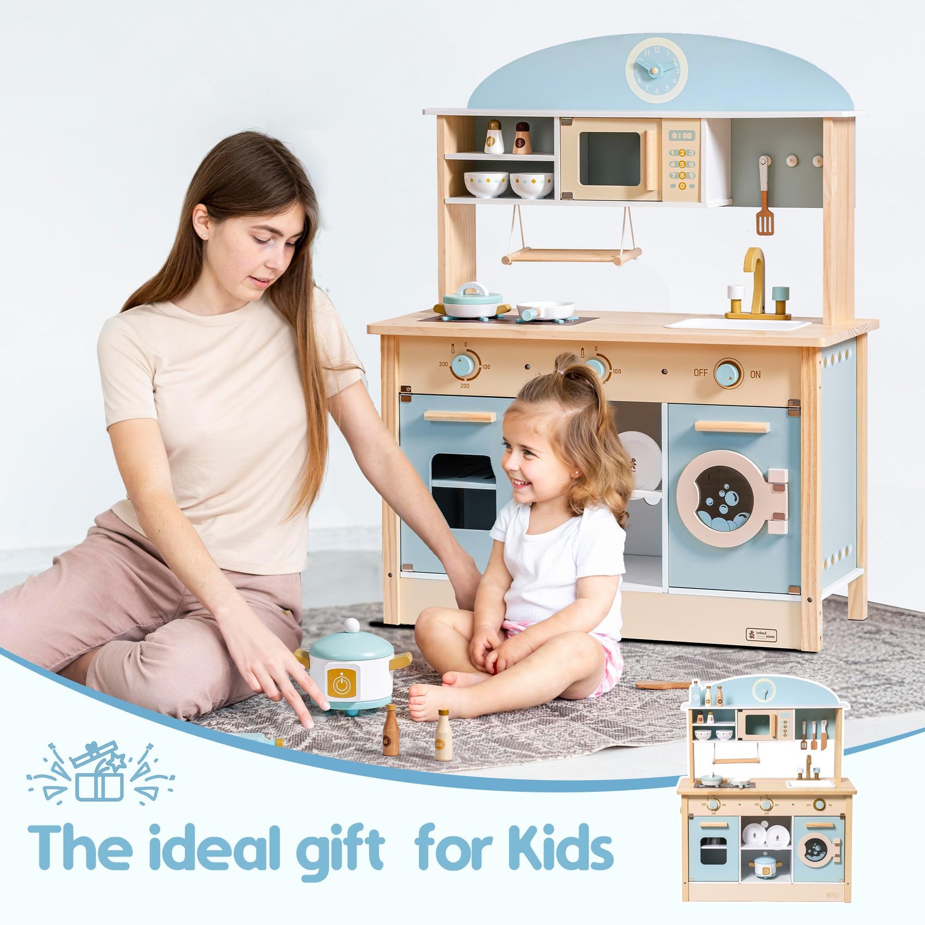 Wooden Play Kitchen Set for Kids