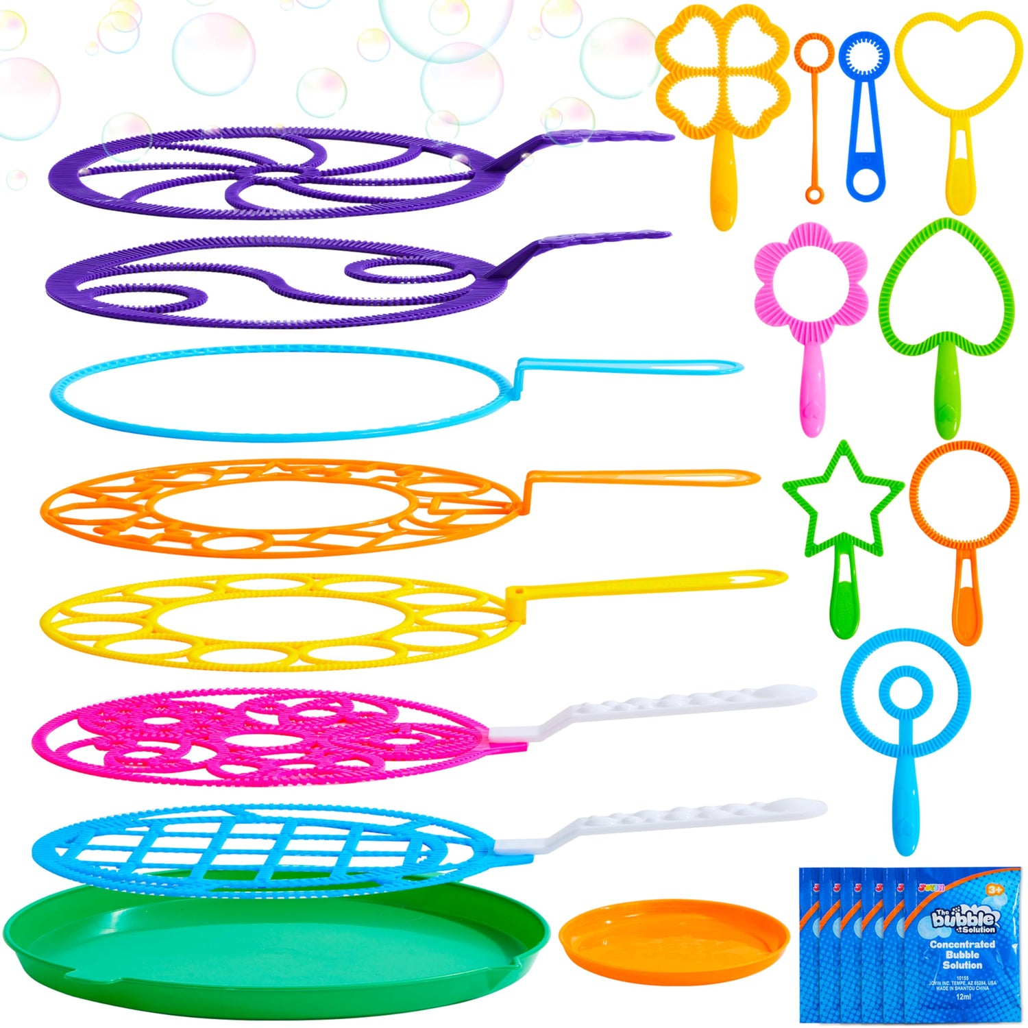 JOYIN Big Bubble Wands Set, Bubble Maker with Tray