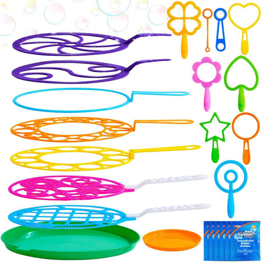 JOYIN Big Bubble Wands Set, Bubble Maker with Tray