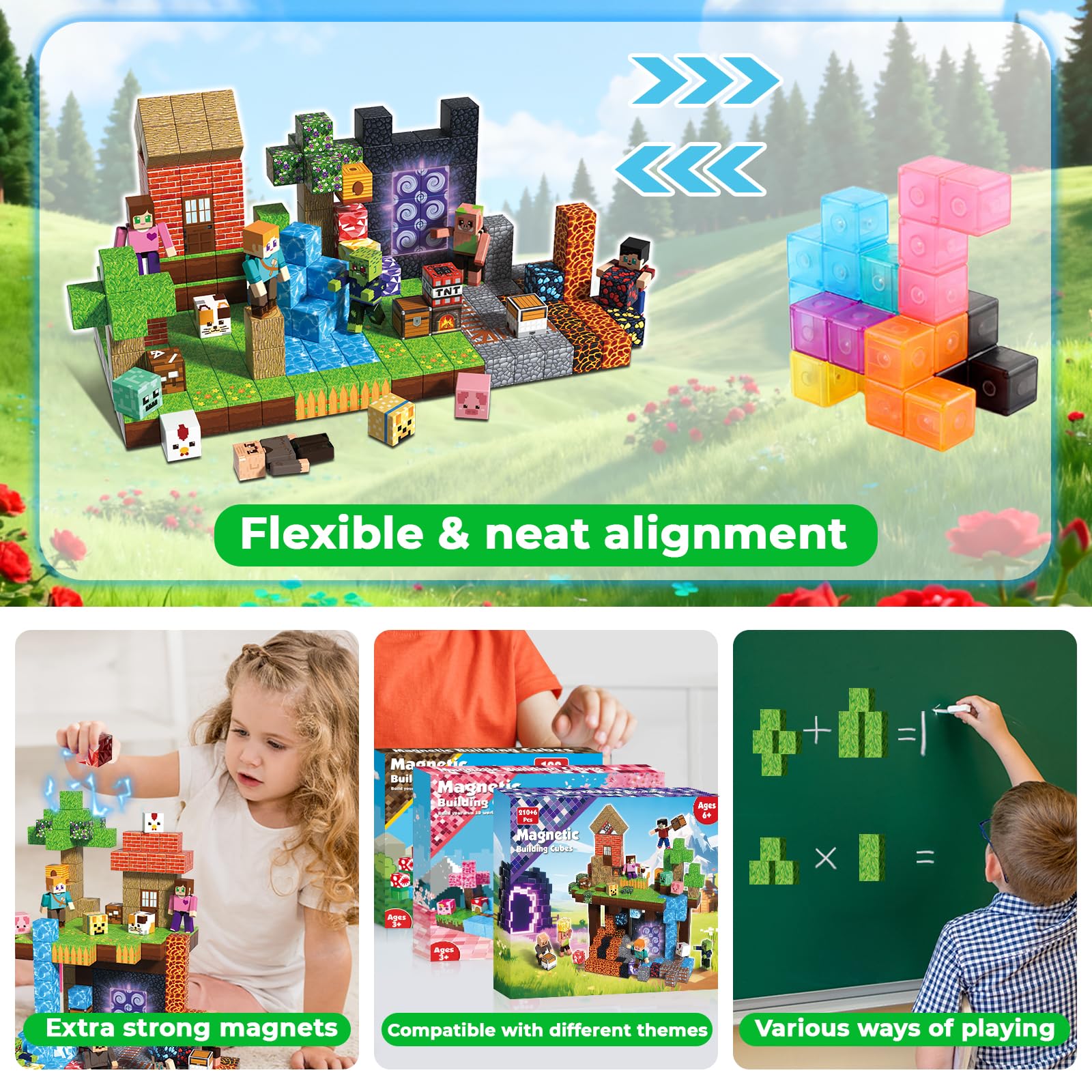 Magnetic Building Blocks Set – 210 Pieces