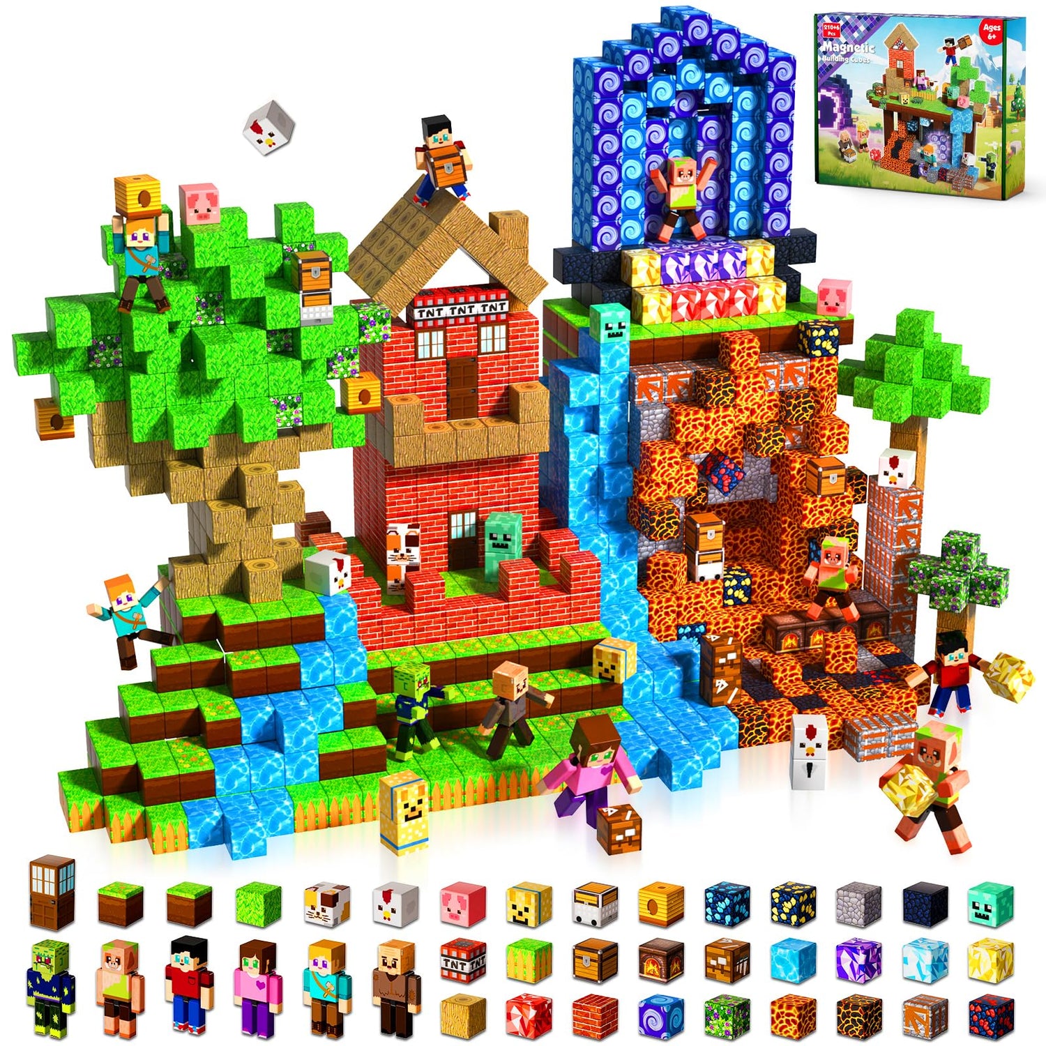 Magnetic Building Blocks Set – 210 Pieces