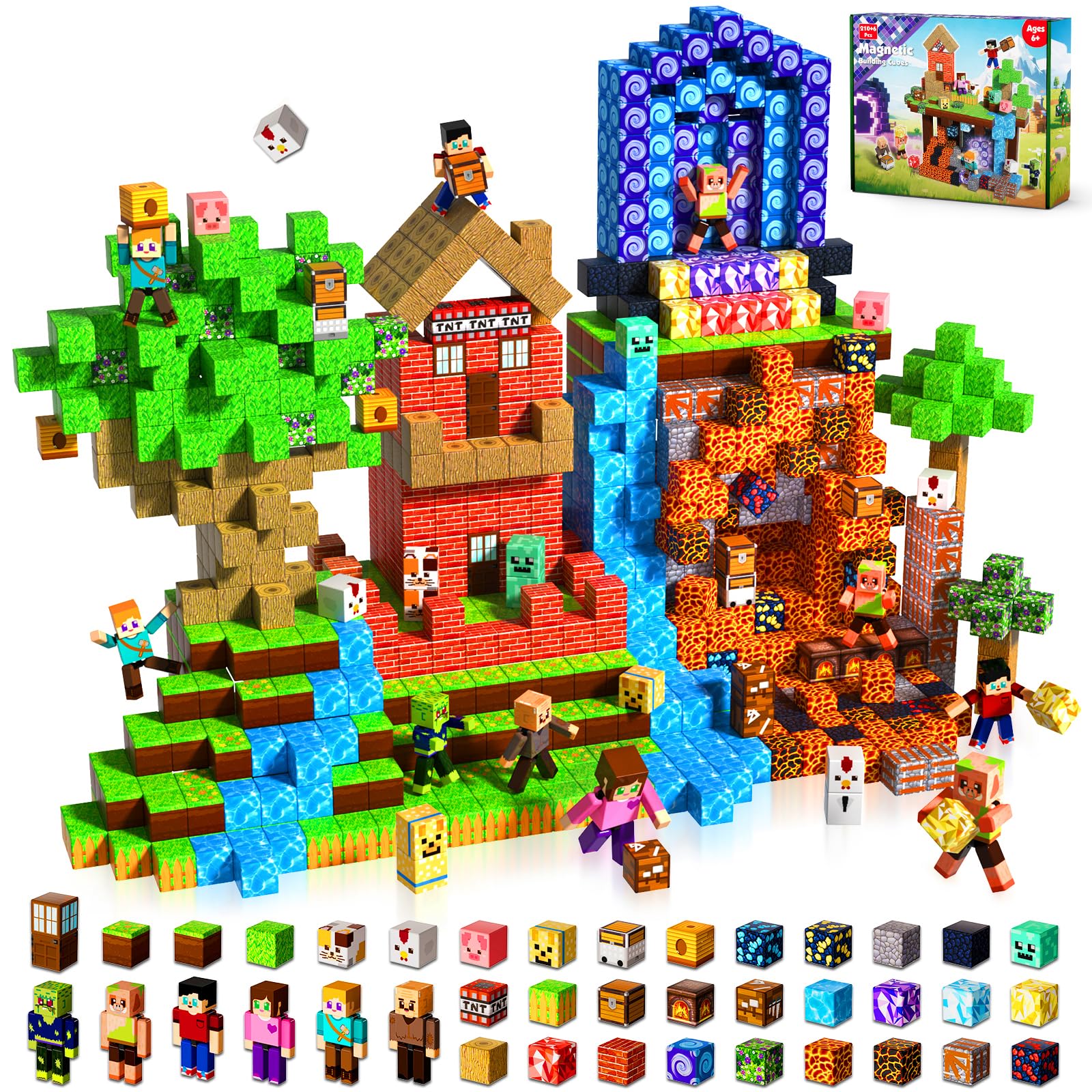 Magnetic Building Blocks Set – 210 Pieces
