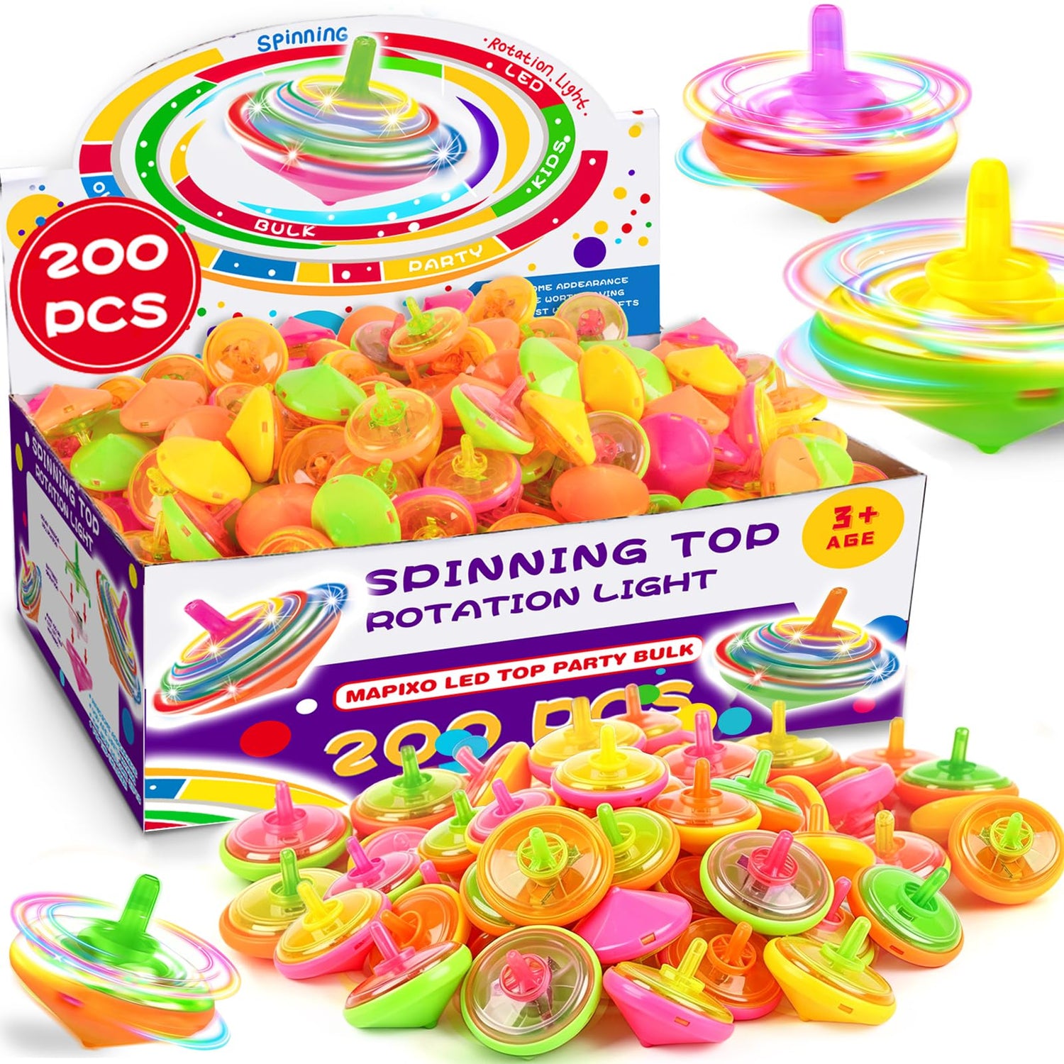 LED Light-Up Spinning Tops – 200 Pieces