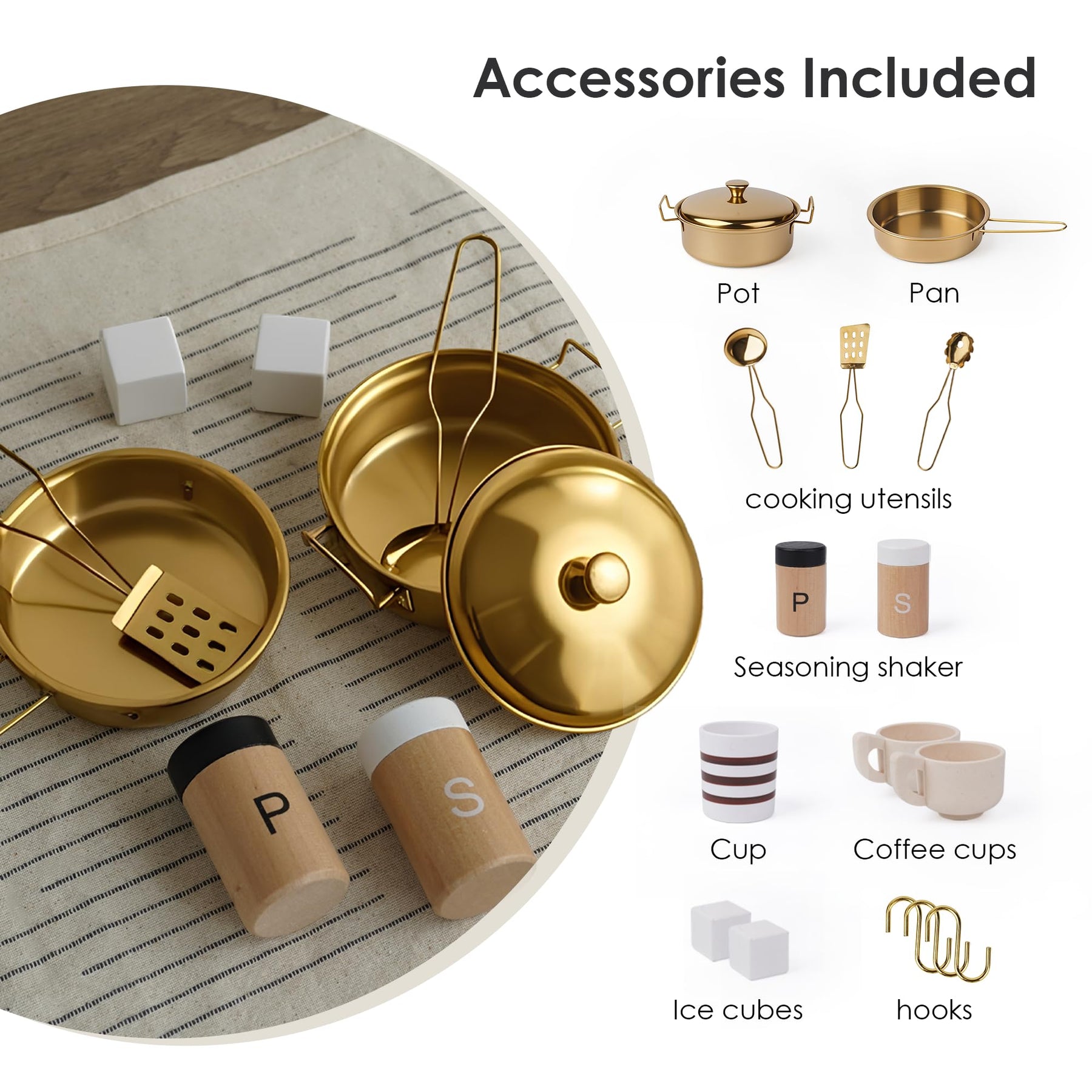 White Gold Play Kitchen Toys