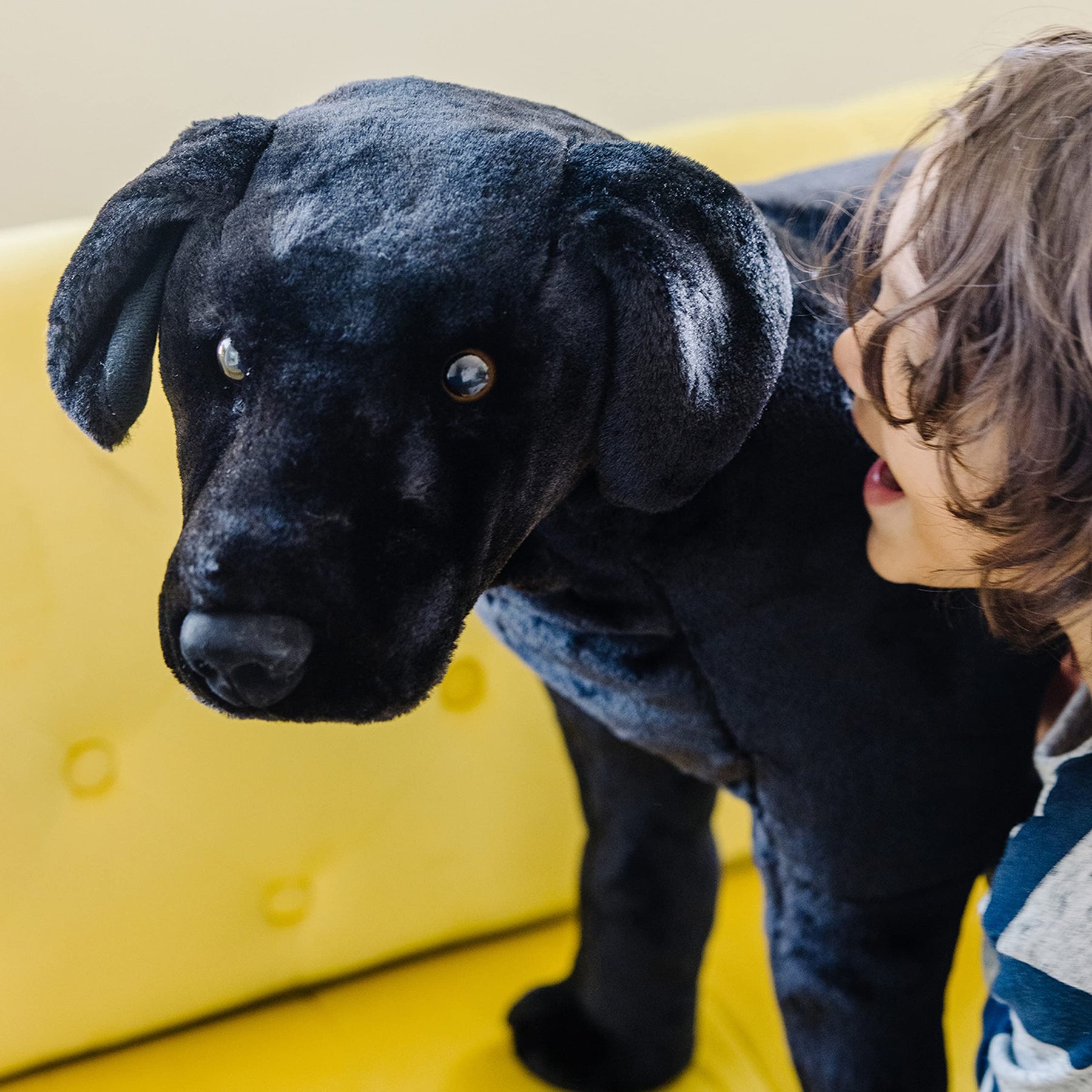 Giant Black Lab Plush Dog