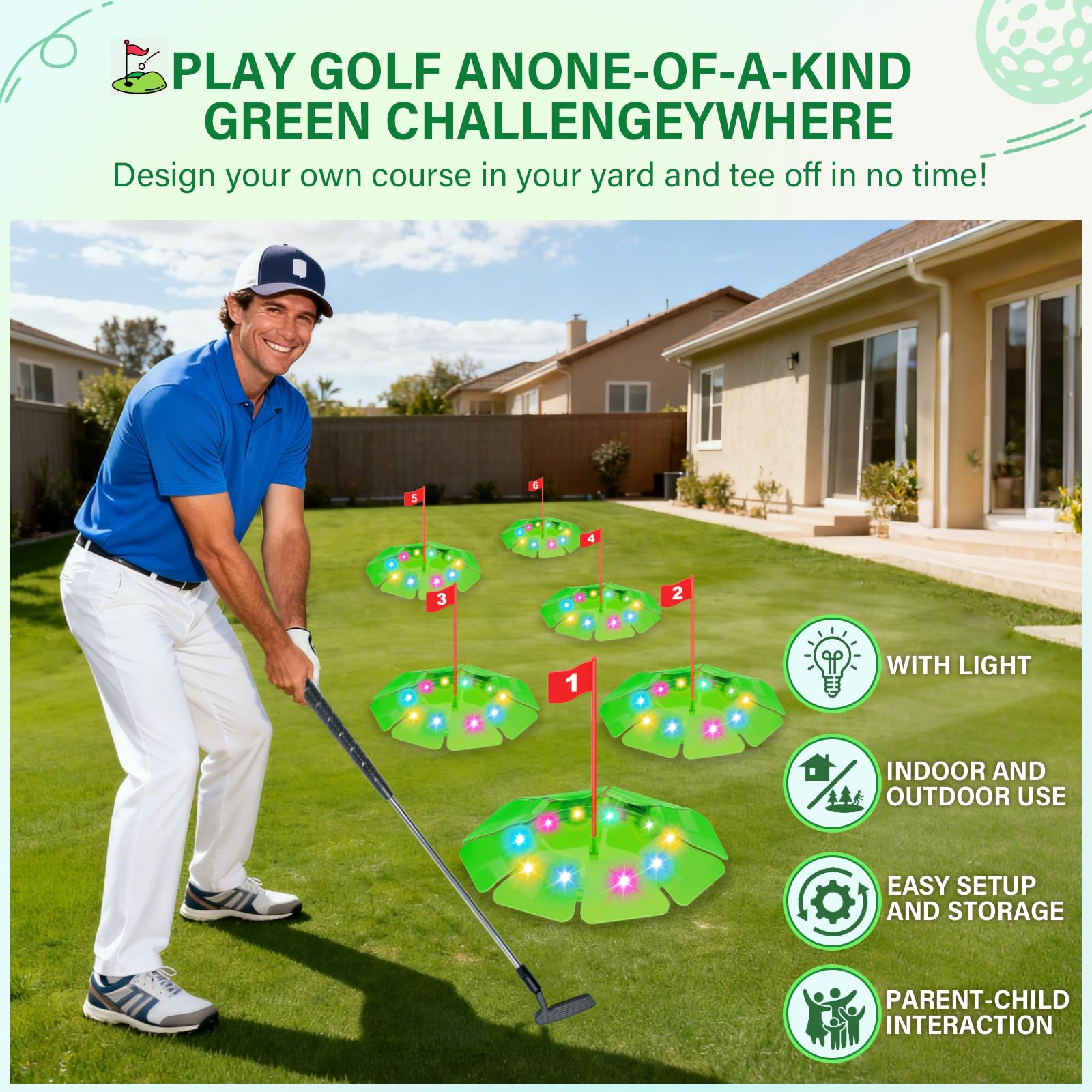 Light-Up Golf Play Set with LED Targets