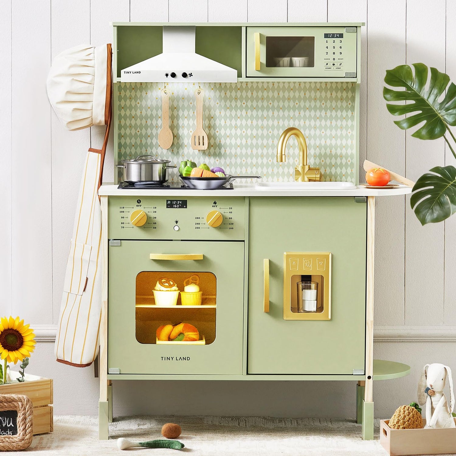 Wooden Play Kitchen with Lights & Sounds