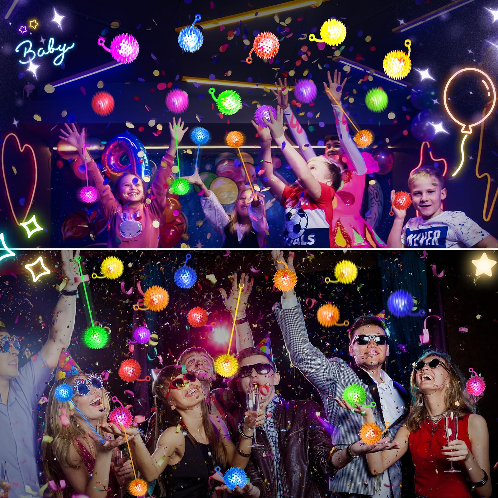 LED Light-Up Bouncy Ball Set – 12 Pieces