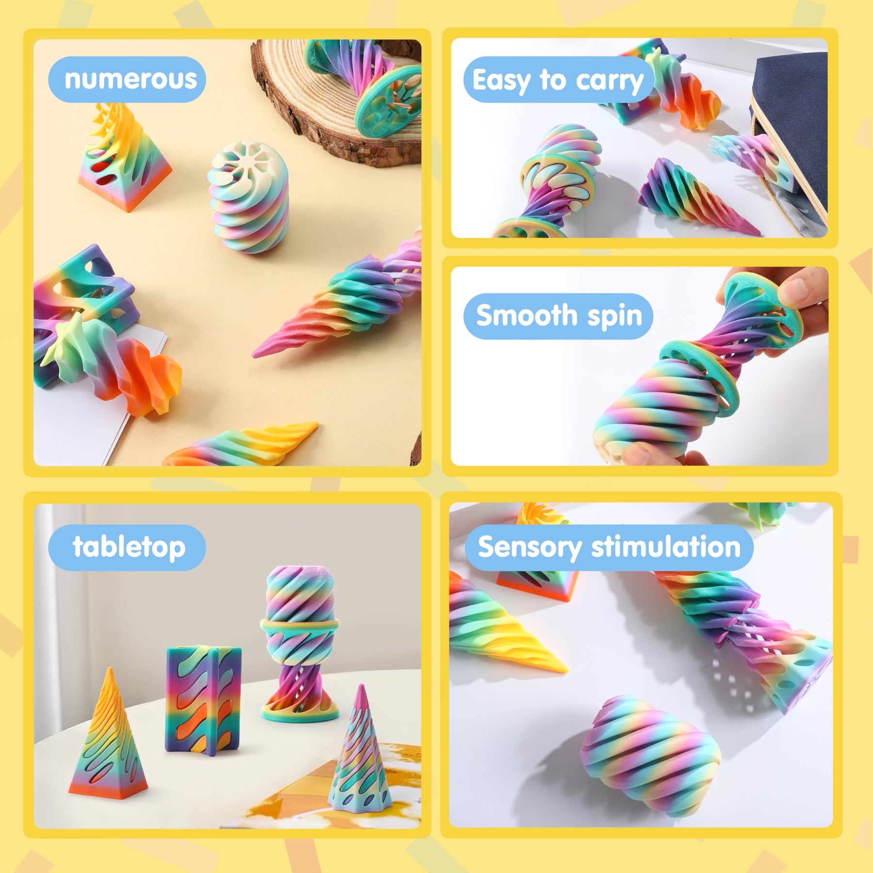 Impossible Cone Fidget Toy Set – 4 Pack