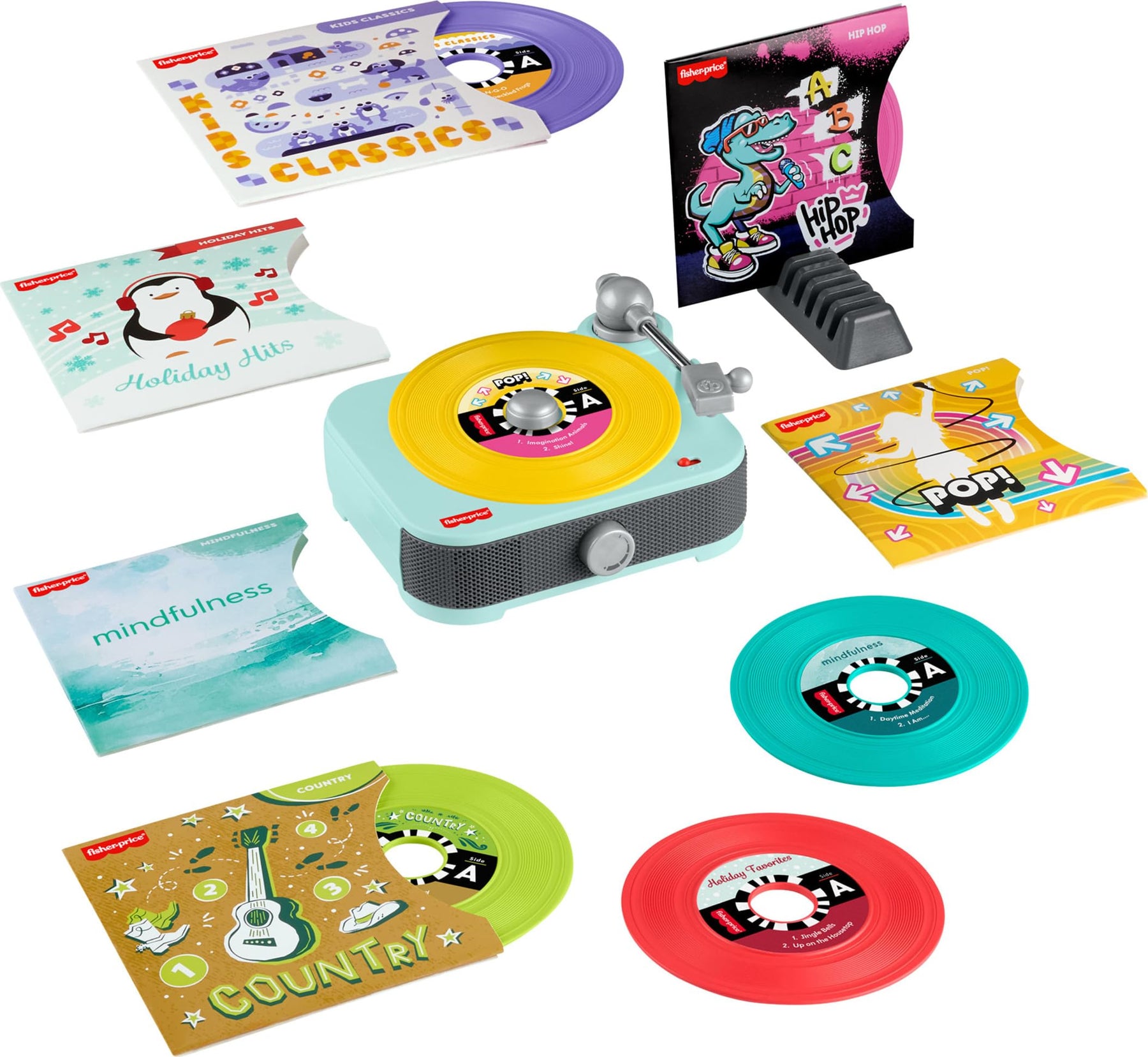 Musical Record Player Set with 5 Records
