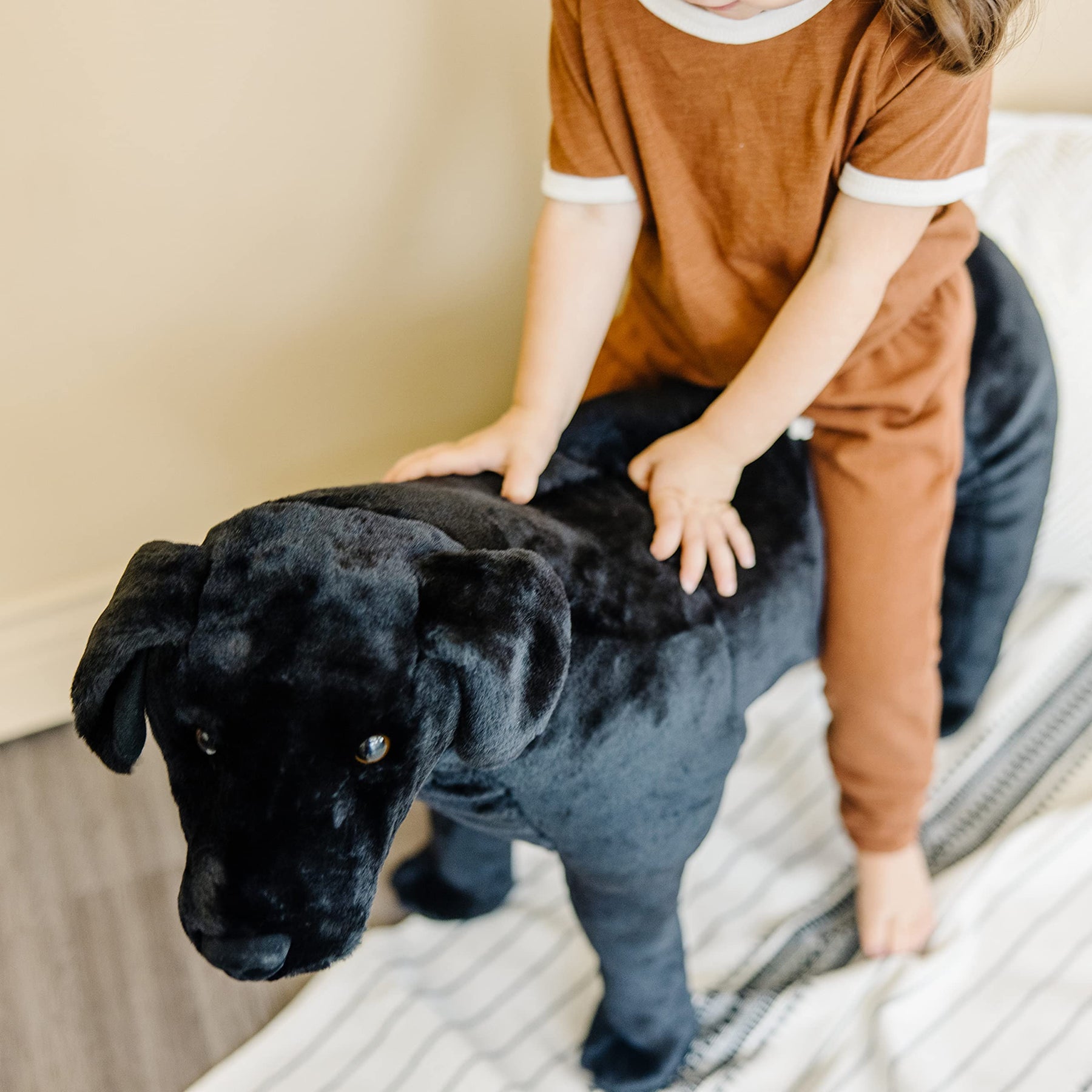 Giant Black Lab Plush Dog