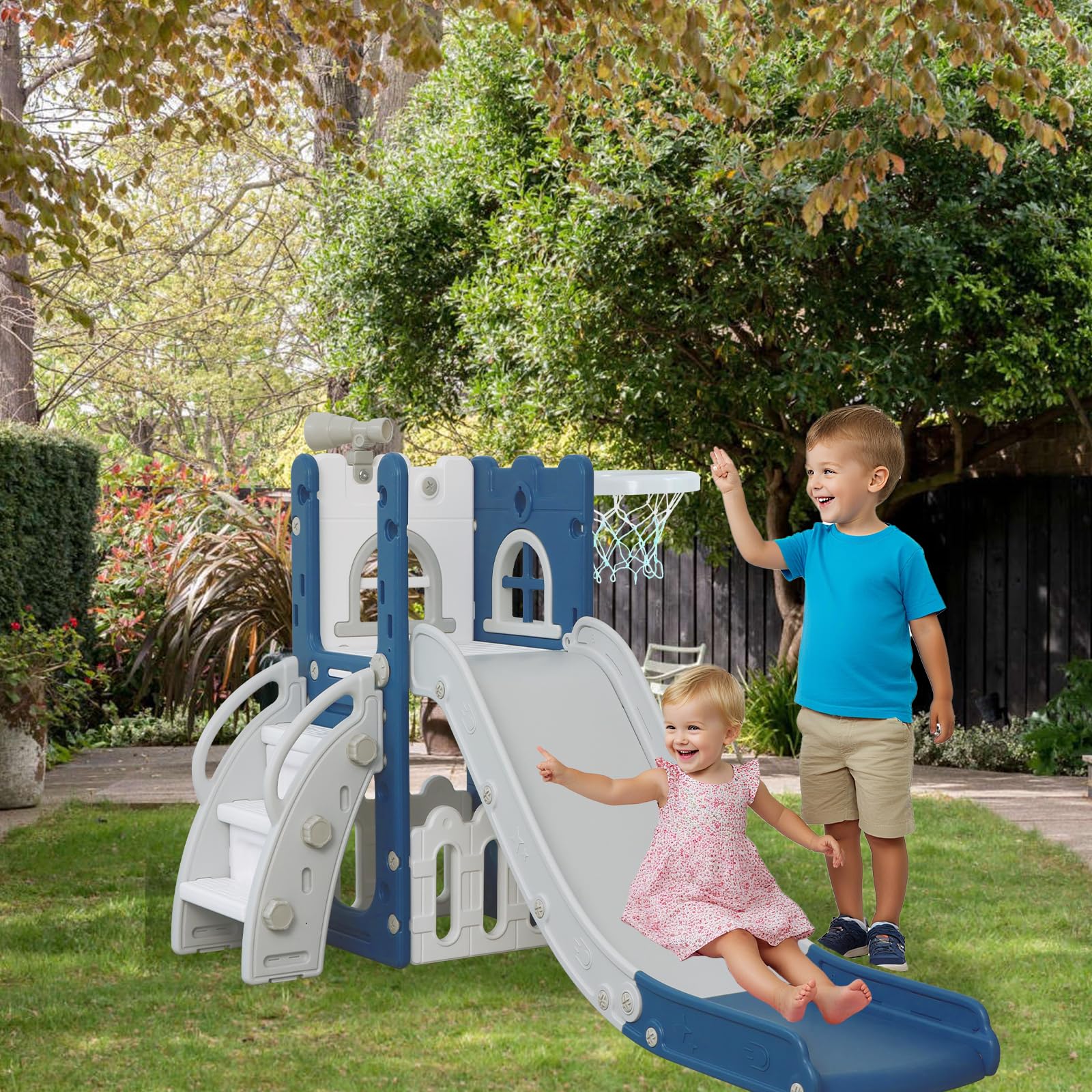 6-in-1 Toddler Slide & Climber Playset
