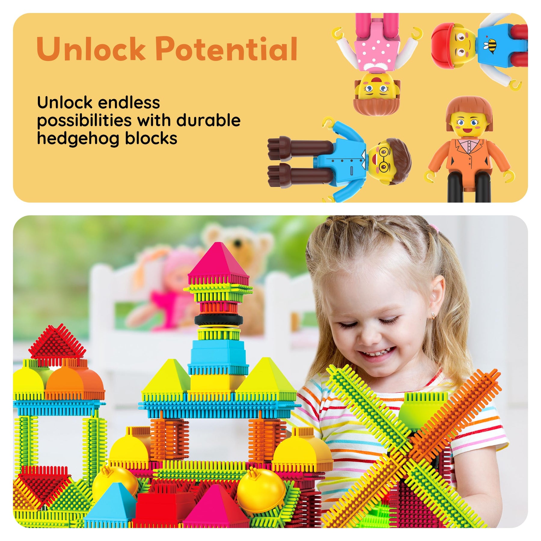 PicassoTiles Hedgehog Interlocking Building Blocks Tiles