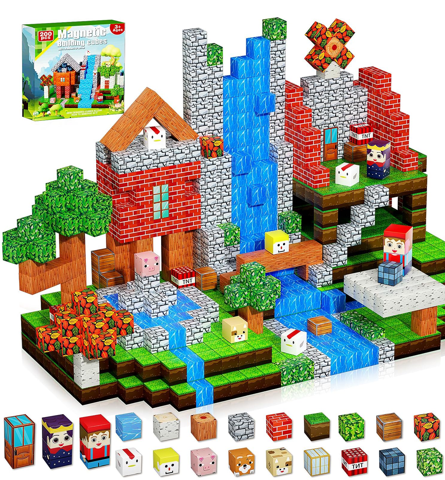 Magnetic Building Blocks Set – 200 Pieces